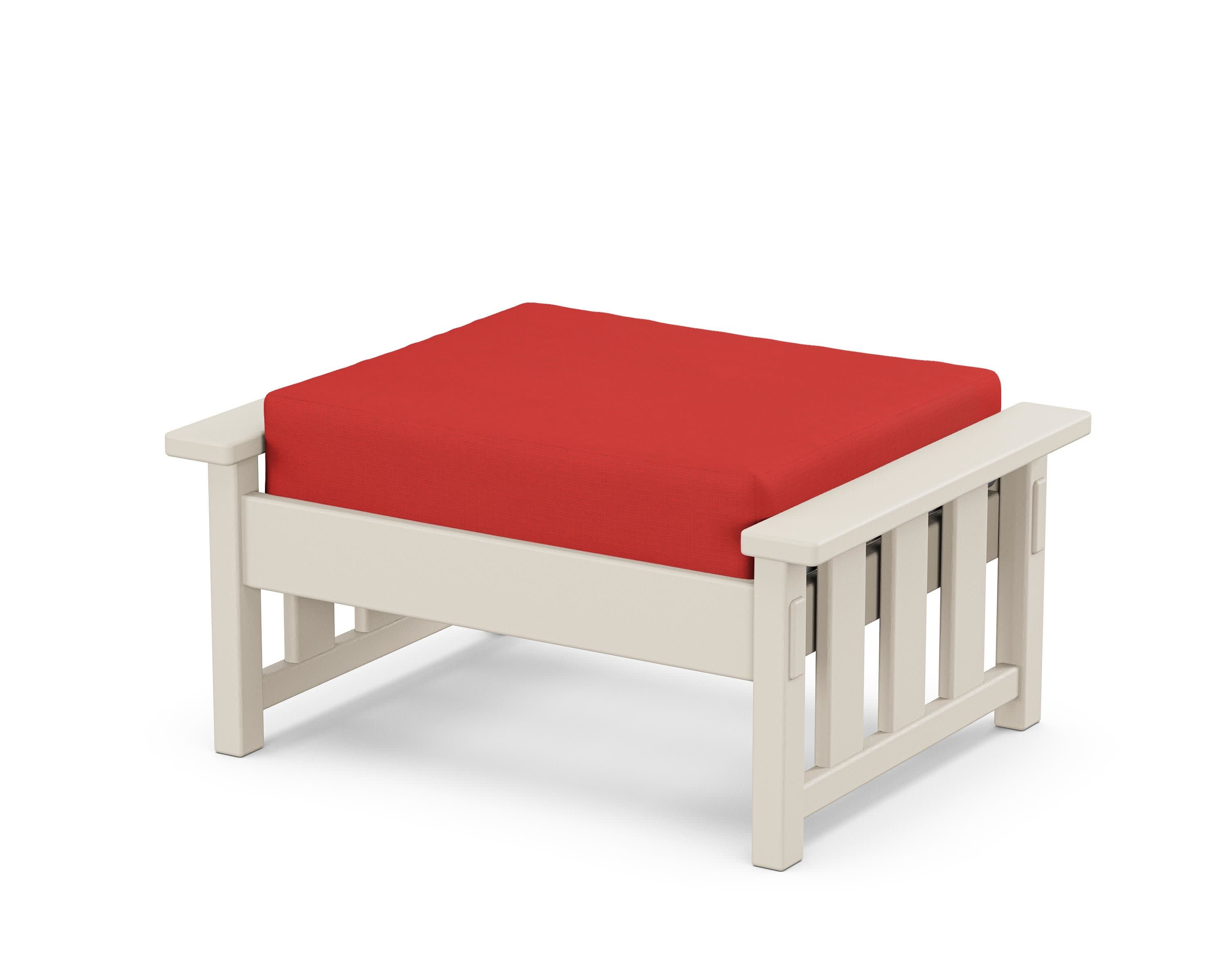 Acadia Deep Seating Ottoman in Sand / Crimson Linen