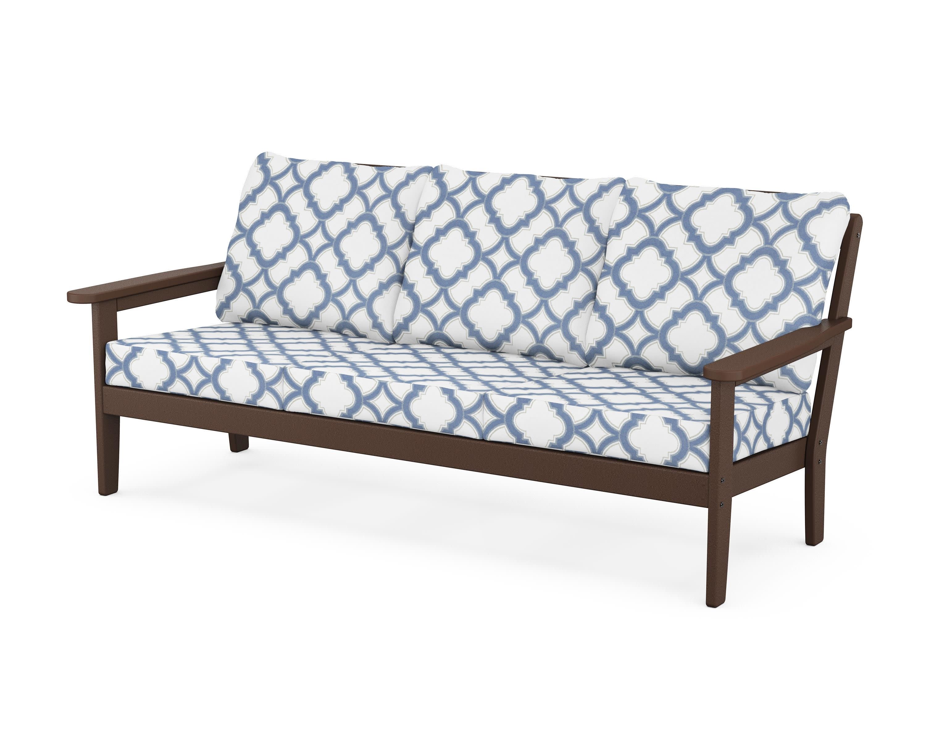 Cottage Deep Seating Sofa in Mahogany / Trellis Sky Blue