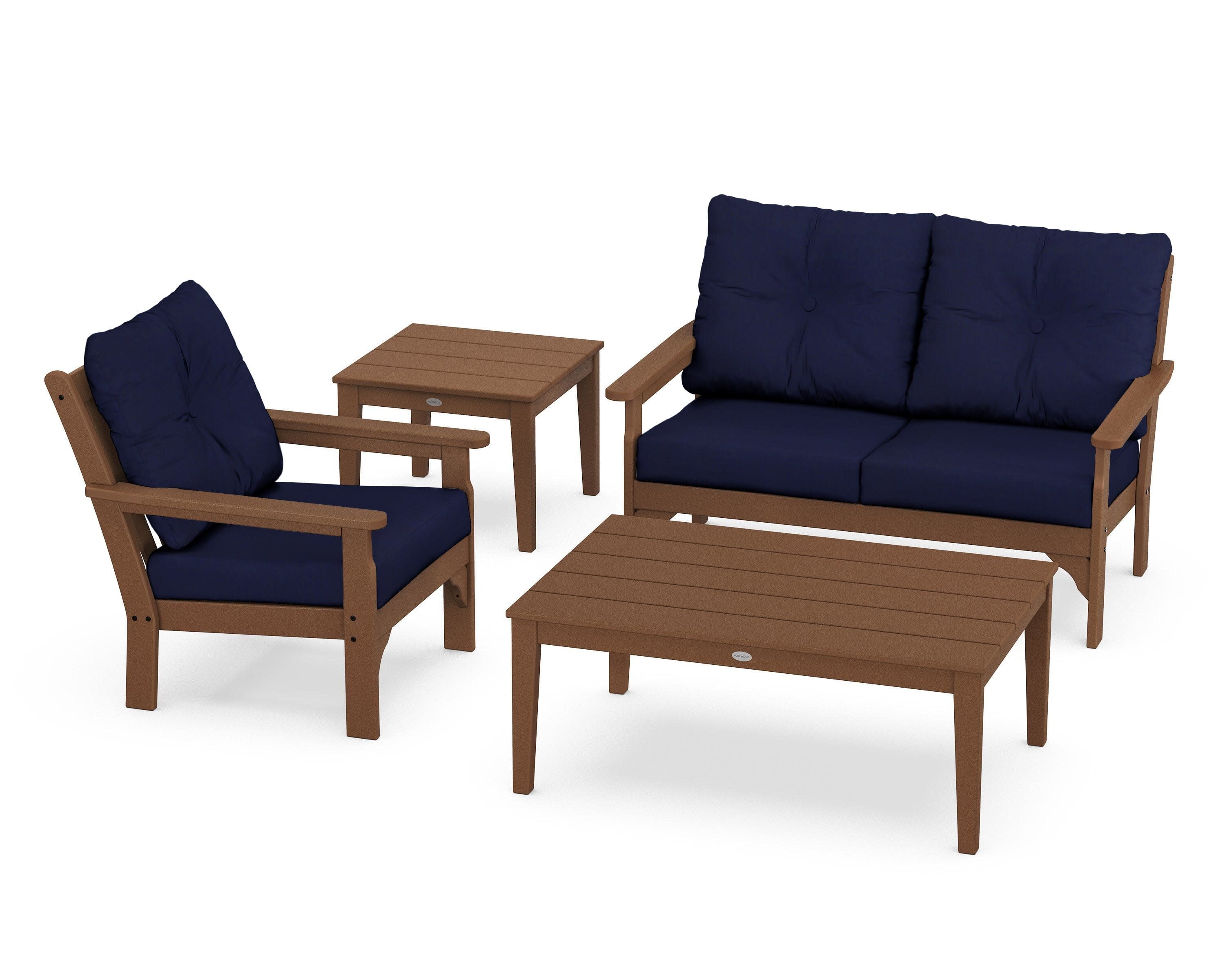 Vineyard 4-Piece Deep Seating Set in Teak / Navy