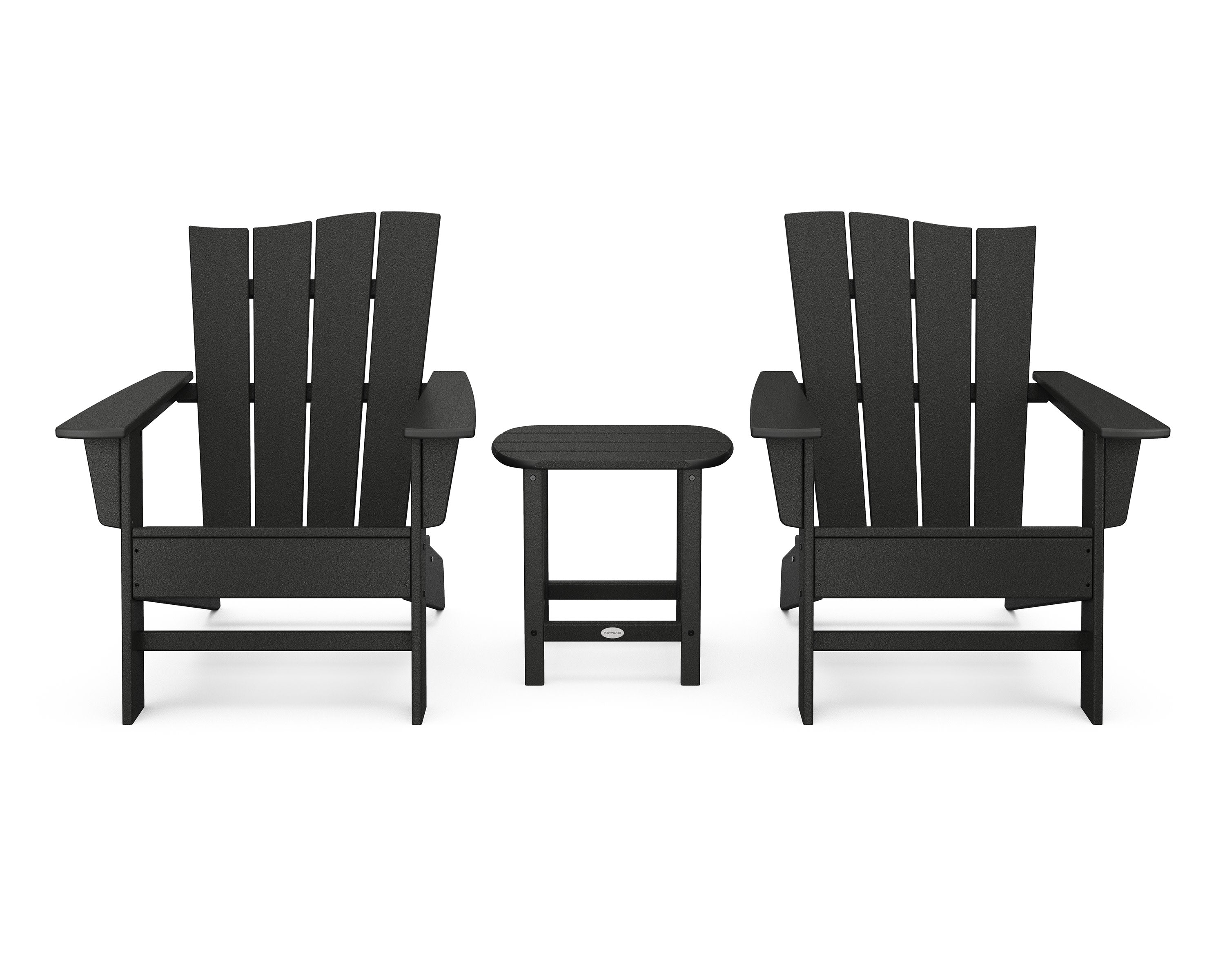 Wave 3-Piece Adirondack Chair Set in Black