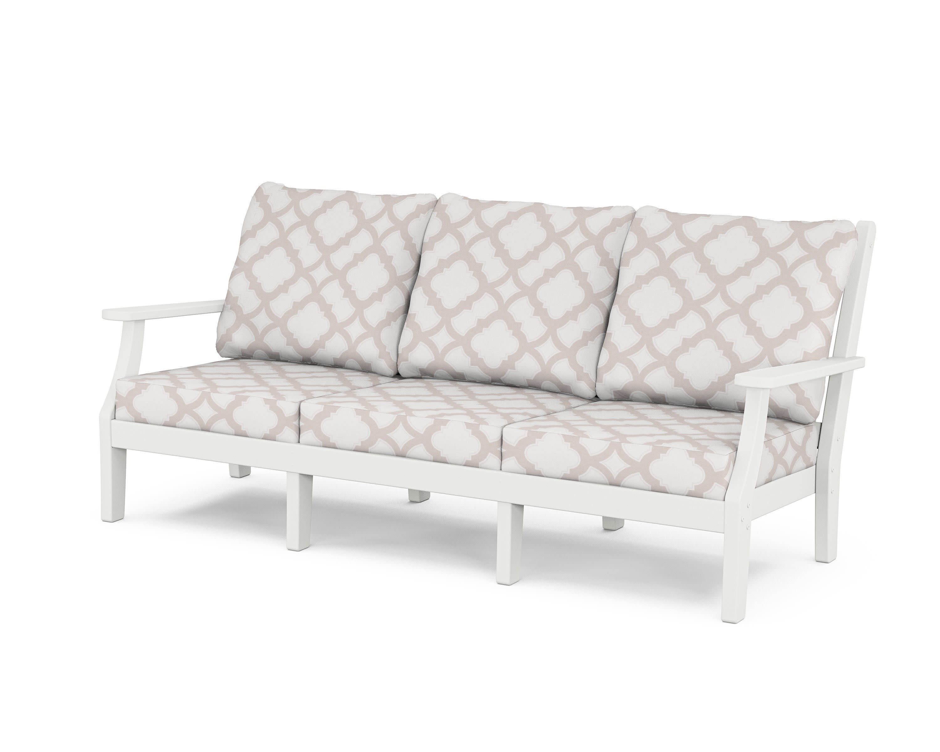 Wovendale Deep Seating Sofa in White / Trellis Dune Burlap