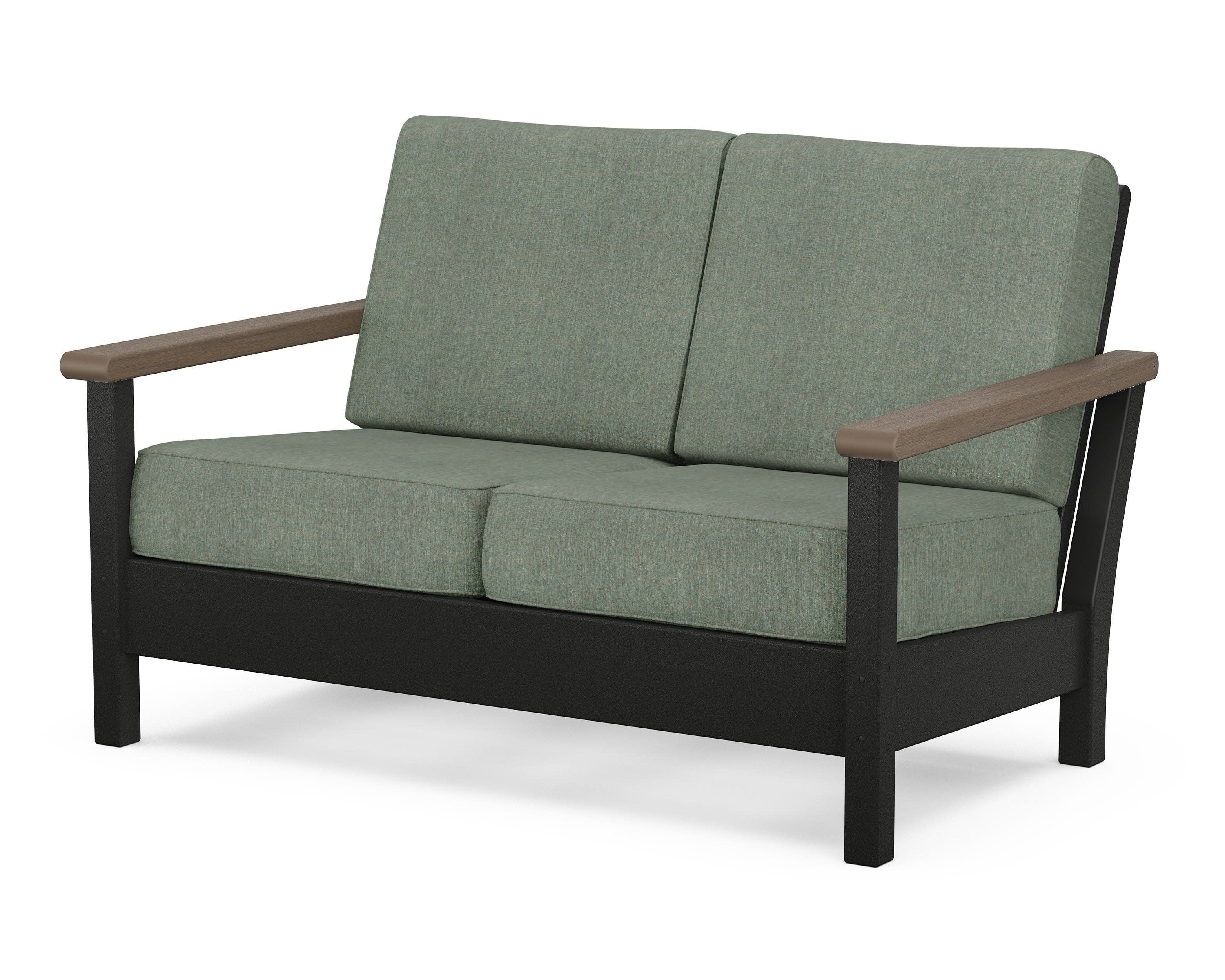 Harbour Deep Seating Loveseat in Black / Kona / Cast Sage