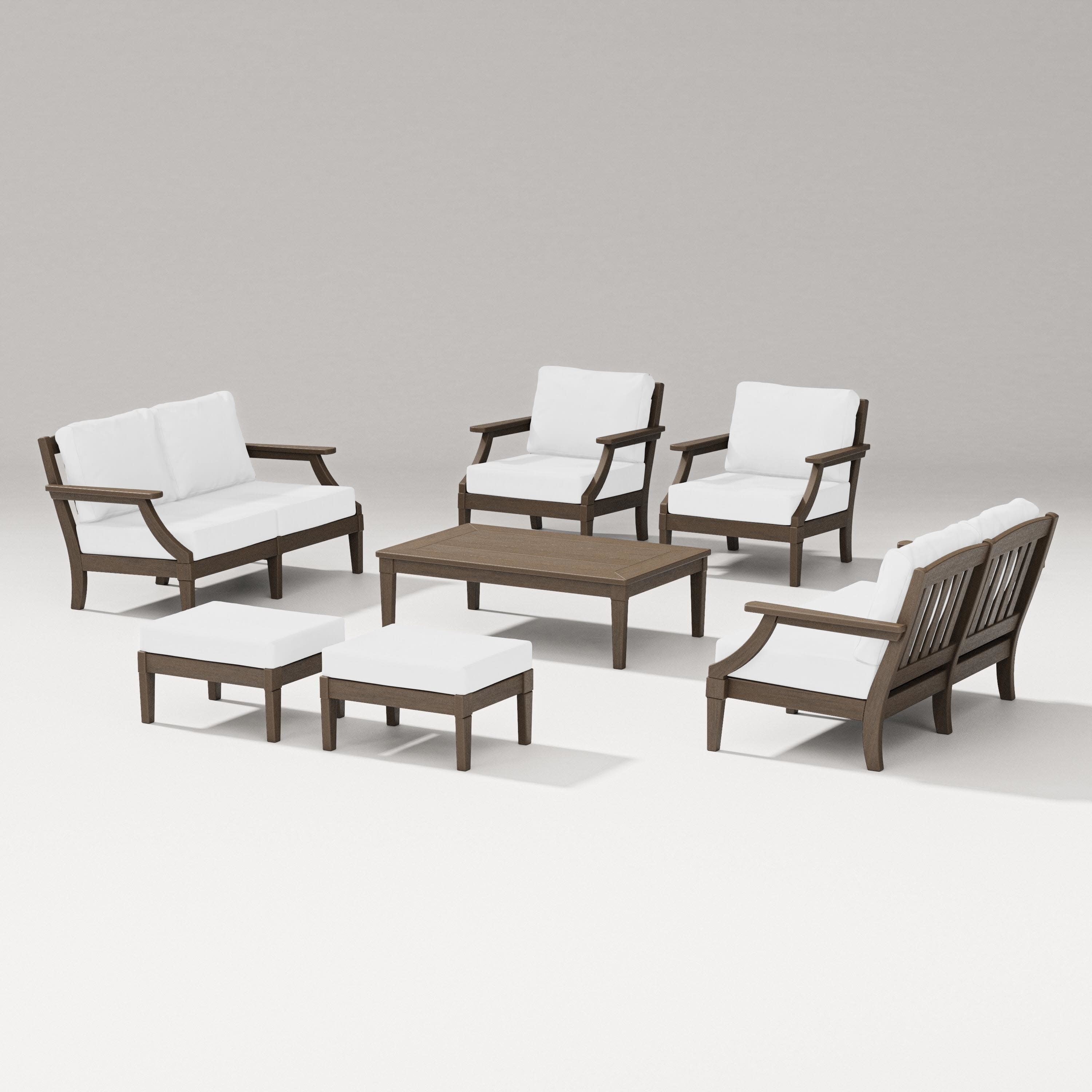 Estate 7-Piece Lounge Loveseat Set in Kona / Natural