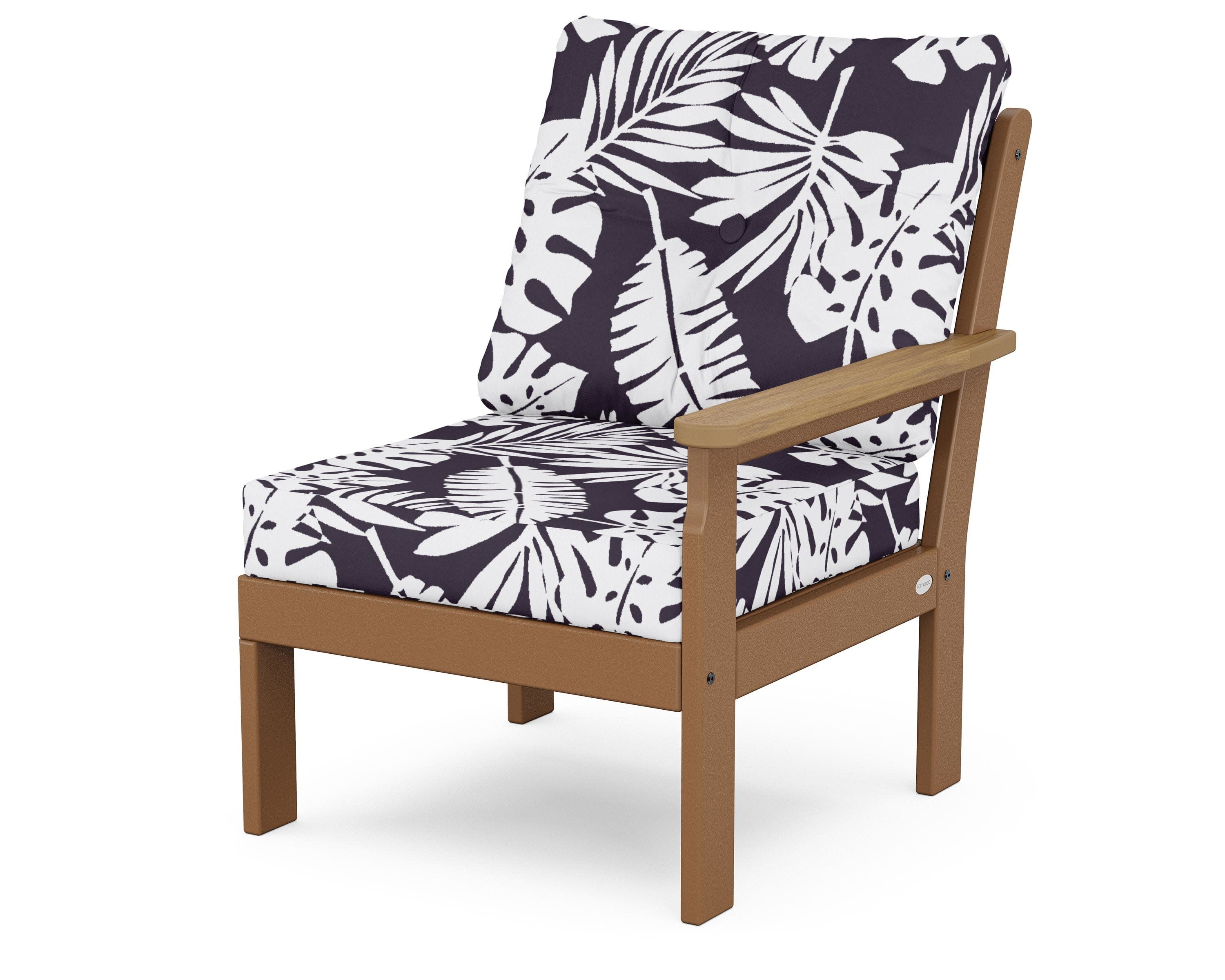 Vineyard Modular Right Arm Chair in Teak / Natural / Leaf Navy