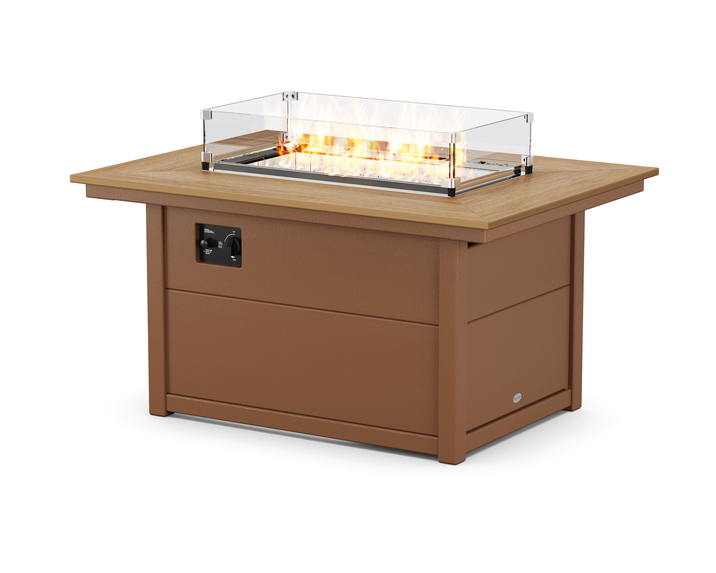 Rectangle 34" X 46" Fire Pit Table in Teak / Natural
