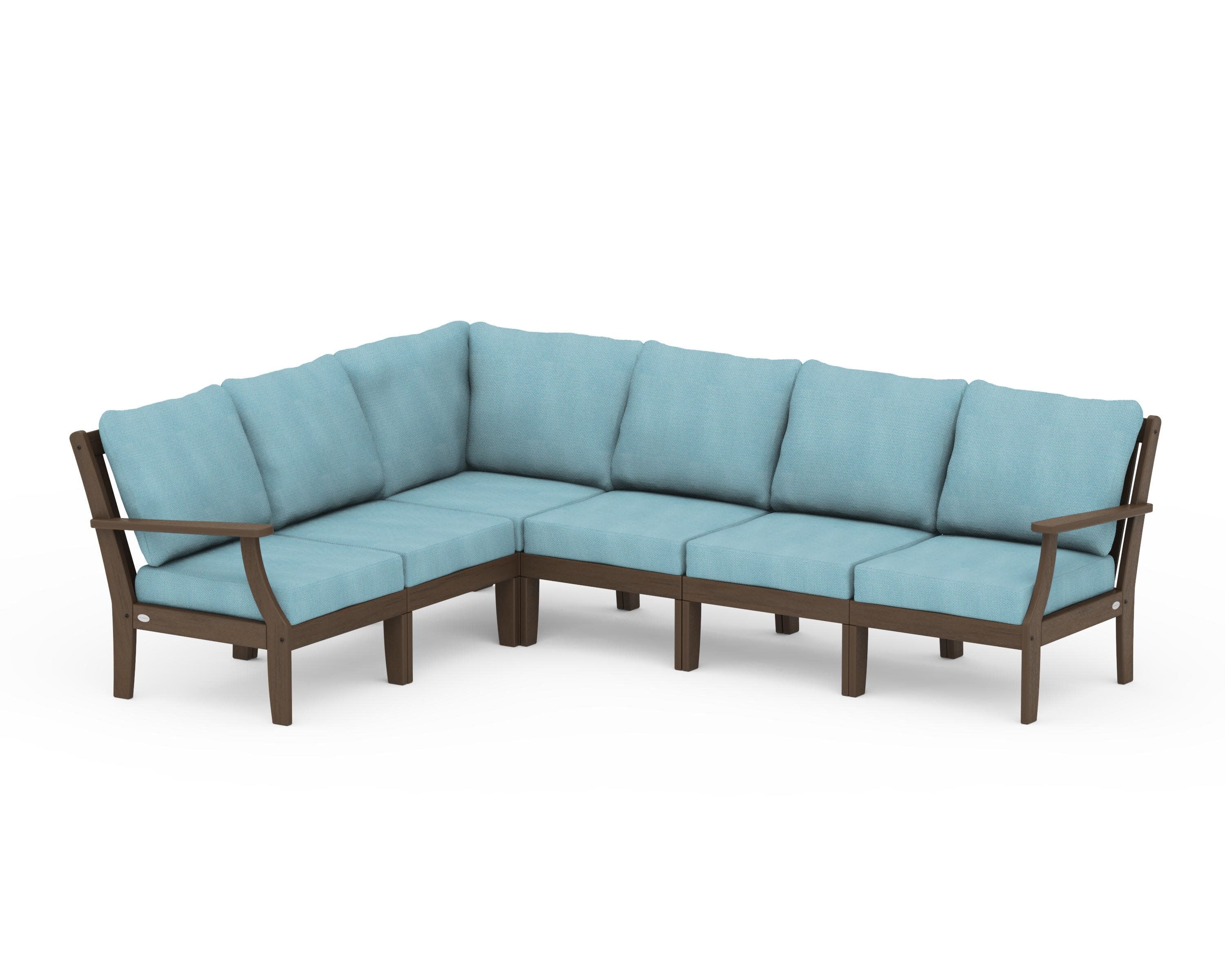 Braxton Modular 6-Piece Deep Seating Set in Kona / Lattice Sky Blue