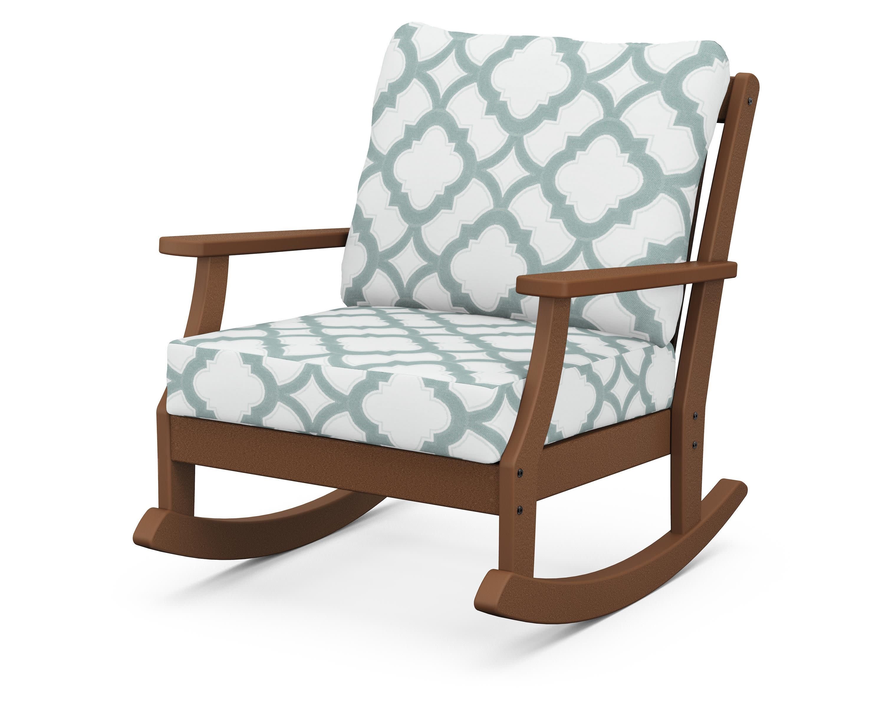 Braxton Deep Seating Rocking Chair in Teak / Trellis Glacier Spa