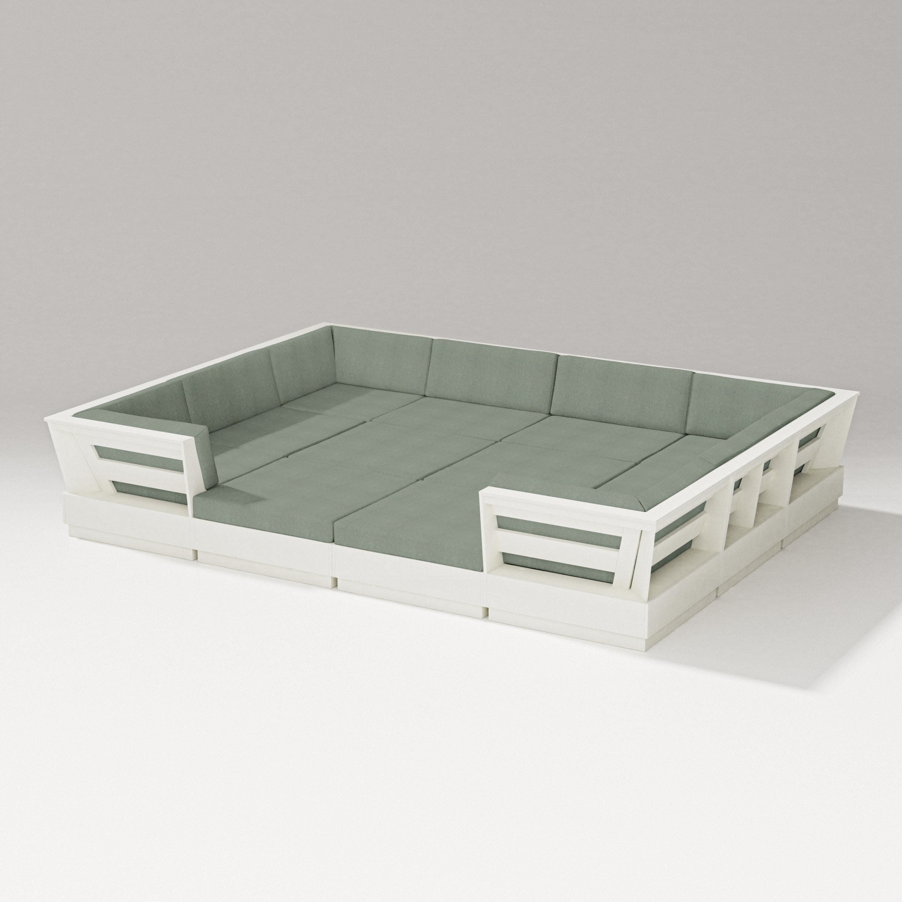 Elevate 12-Piece Pit Sectional in Vintage White / Cast Sage