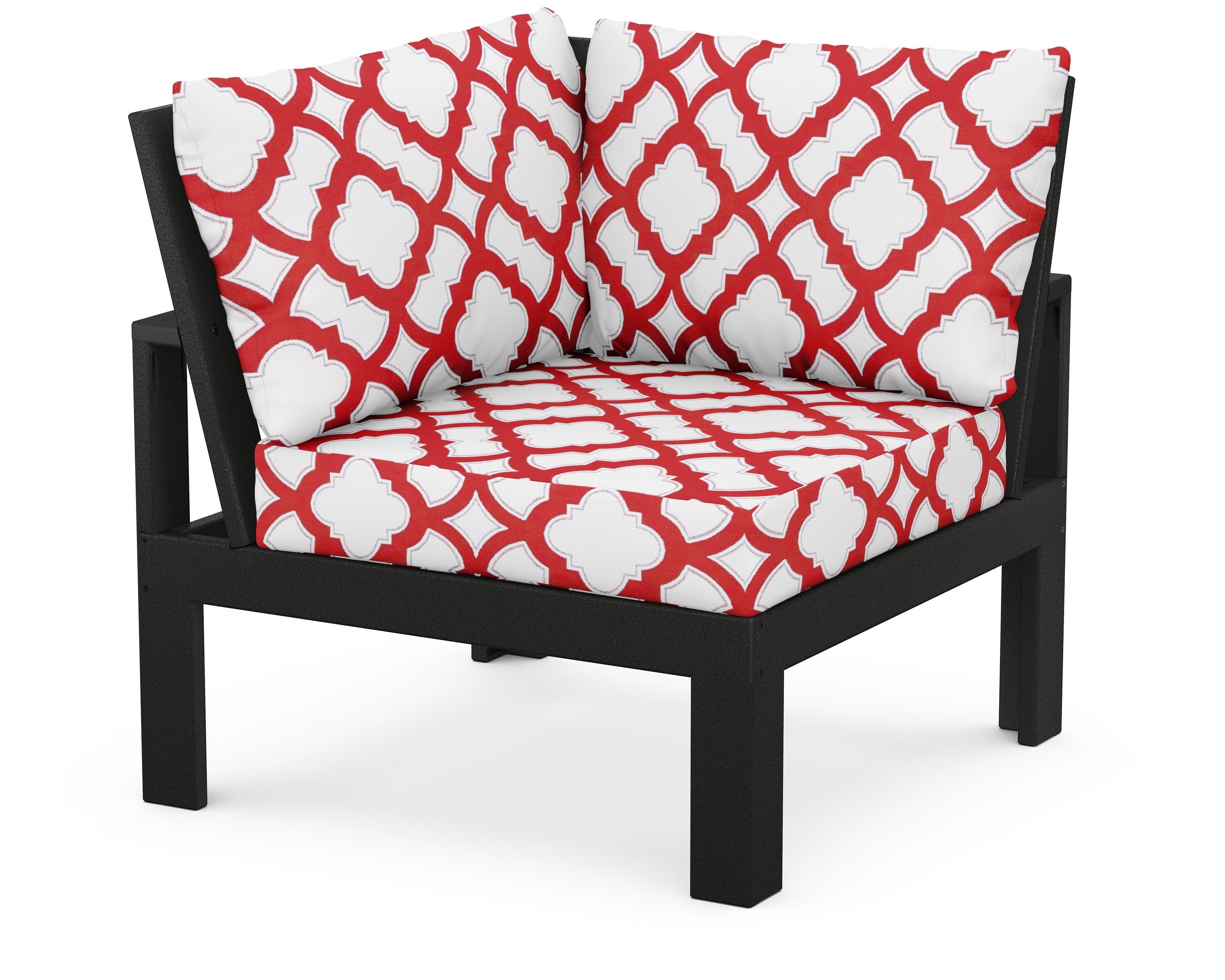 Modular Corner Chair in Black / Trellis Crimson