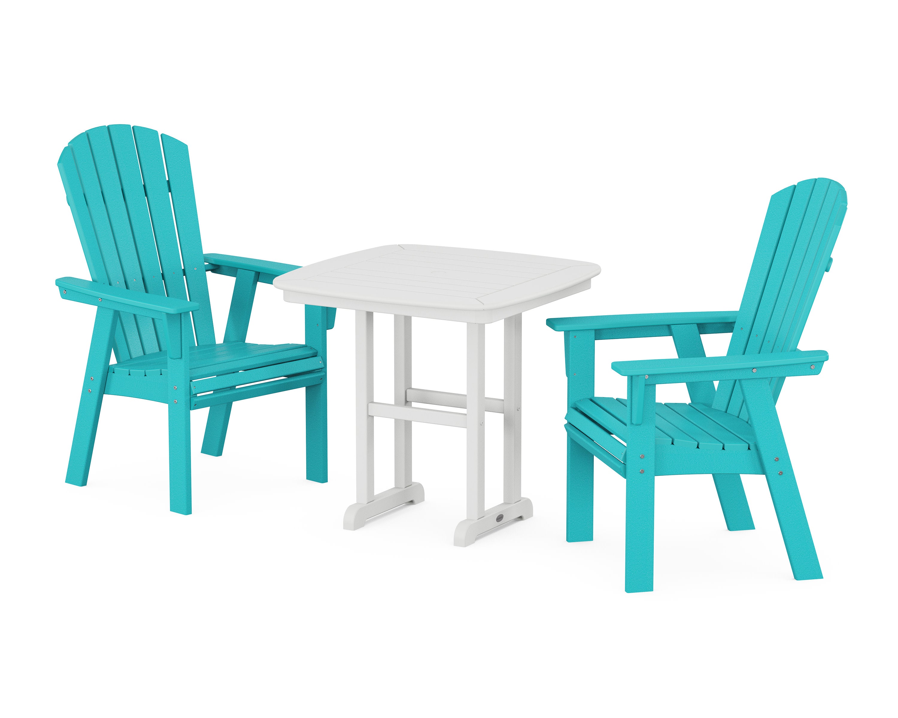 Nautical Adirondack 3-Piece Dining Set in Aruba / White
