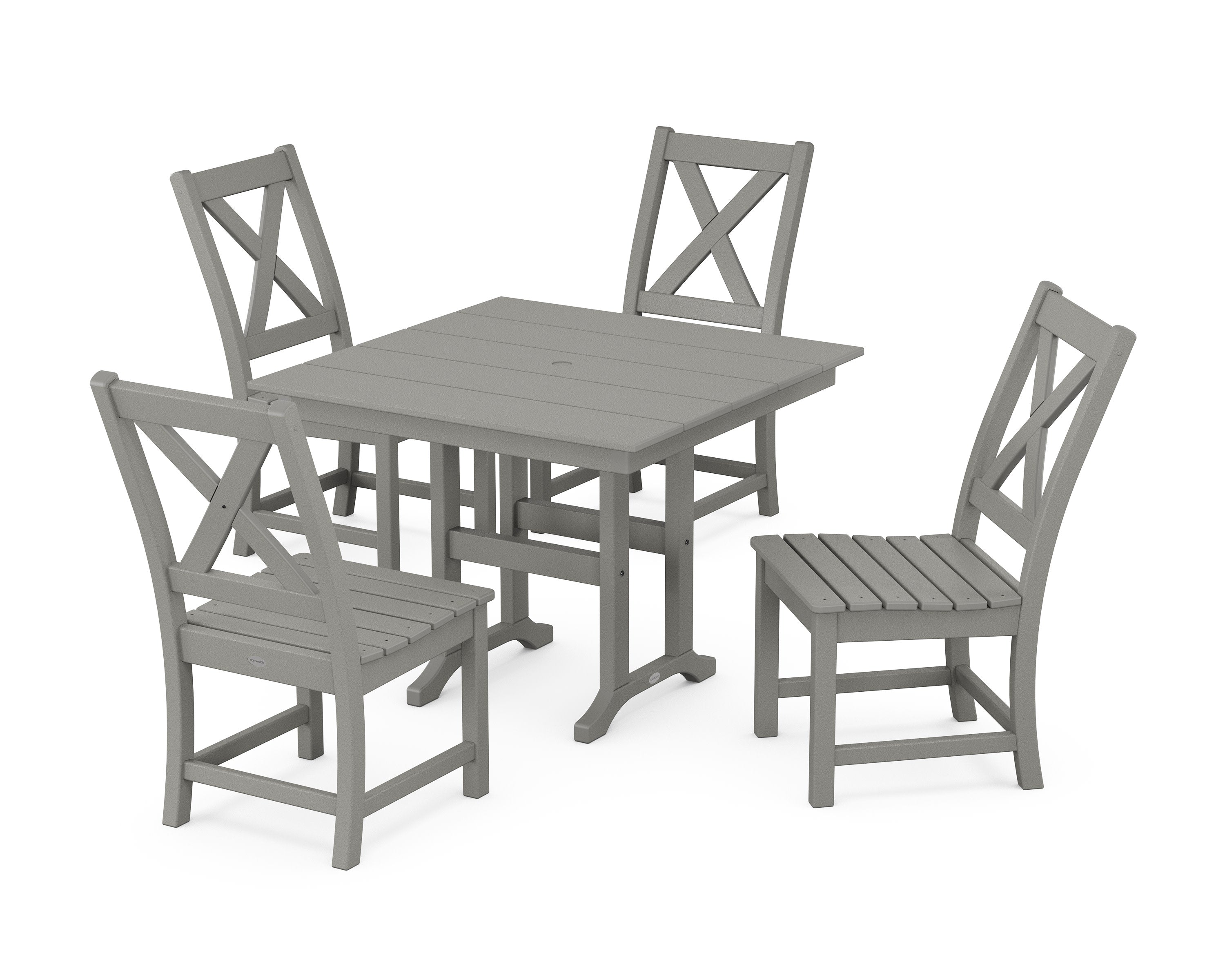 Braxton Side Chair 5-Piece Farmhouse Dining Set in Slate Grey