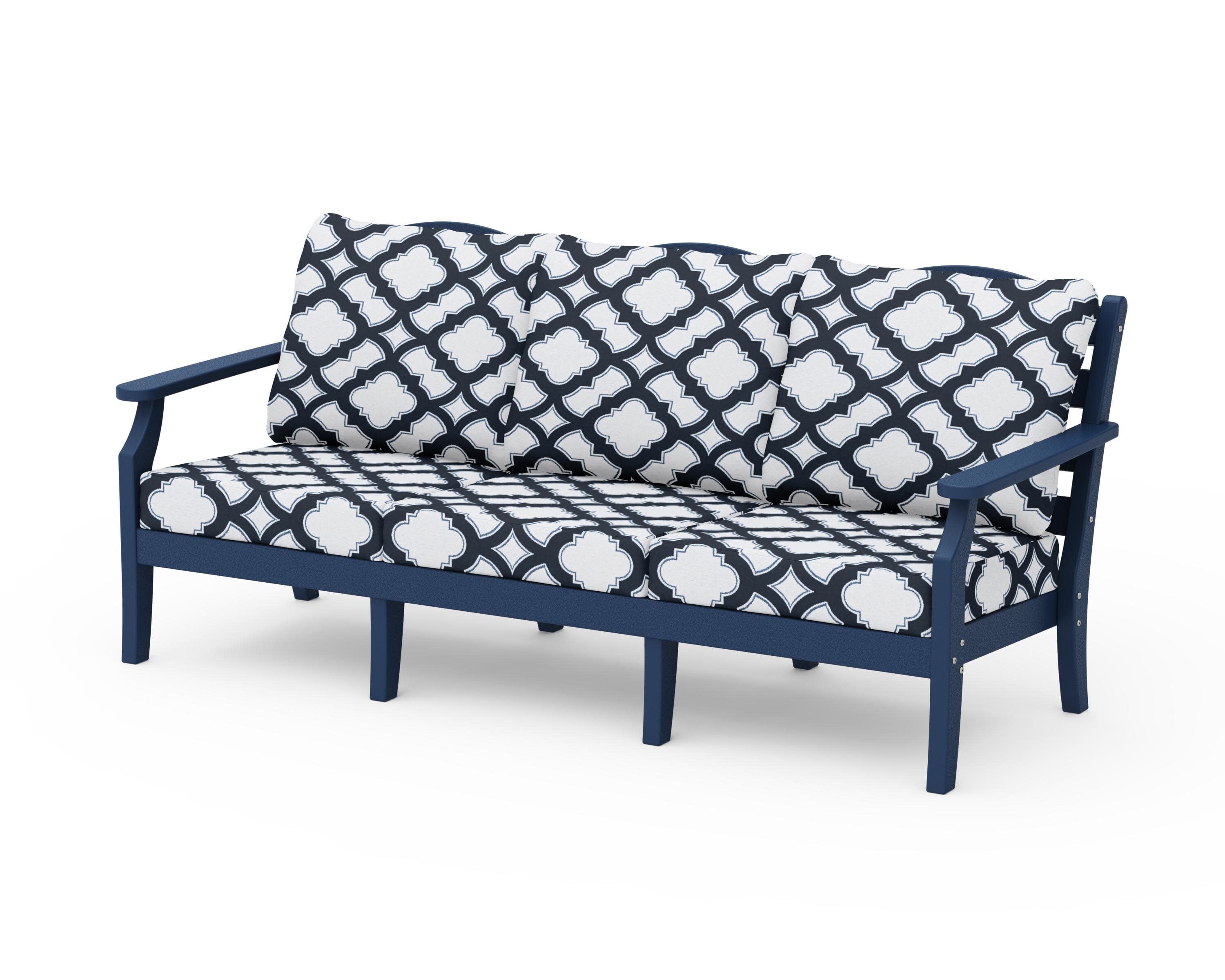 Savannah Deep Seating Sofa in Navy / Trellis Marine Indigo
