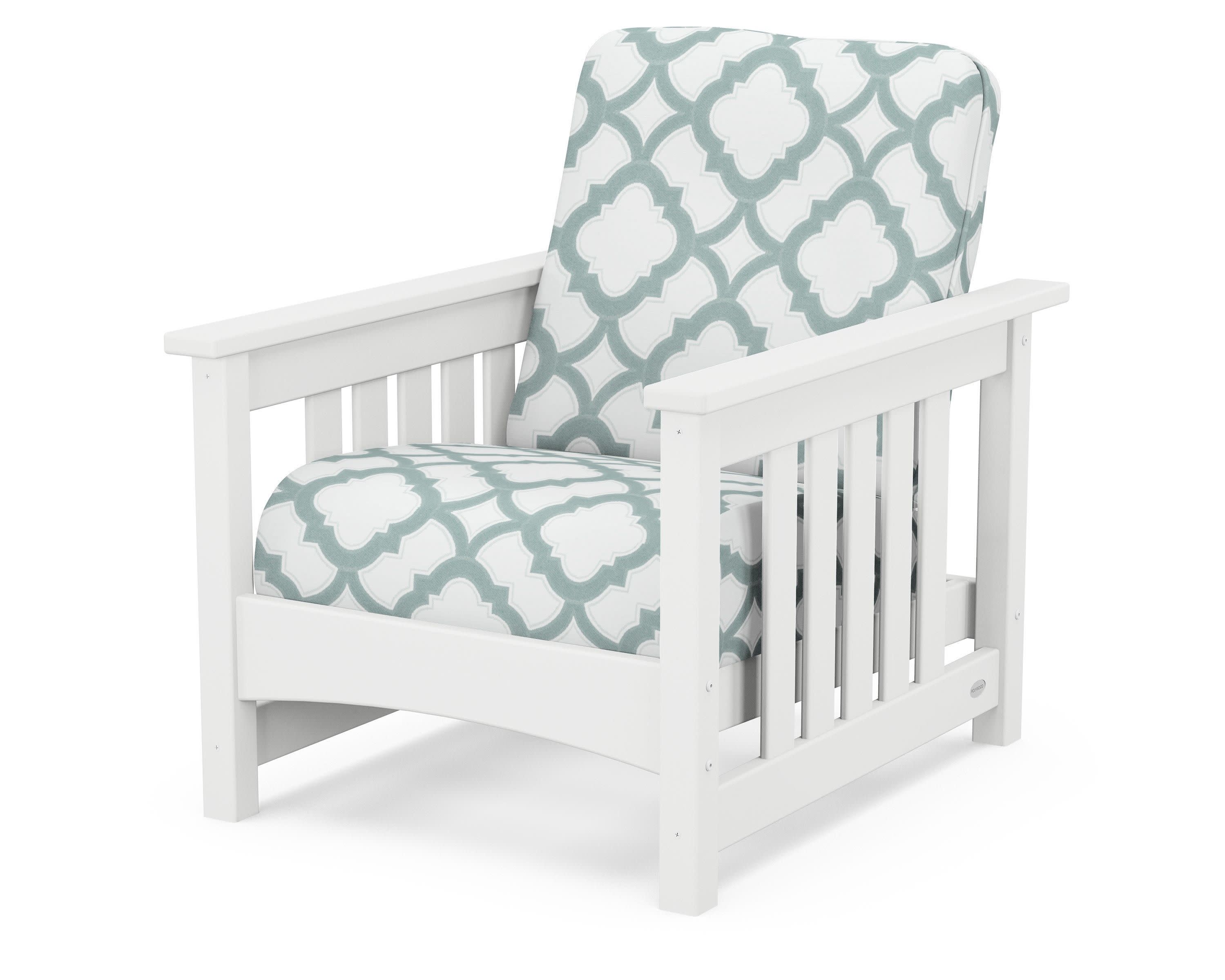 Club Mission Chair in White / Trellis Glacier Spa