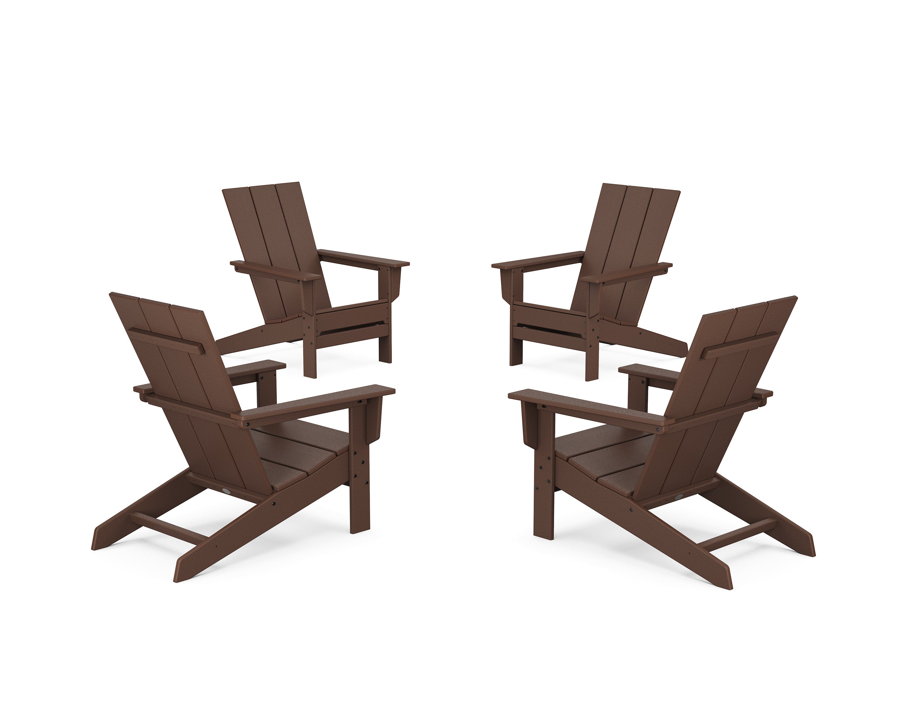 4-Piece Modern Studio Adirondack Chair Conversation Set in Mahogany