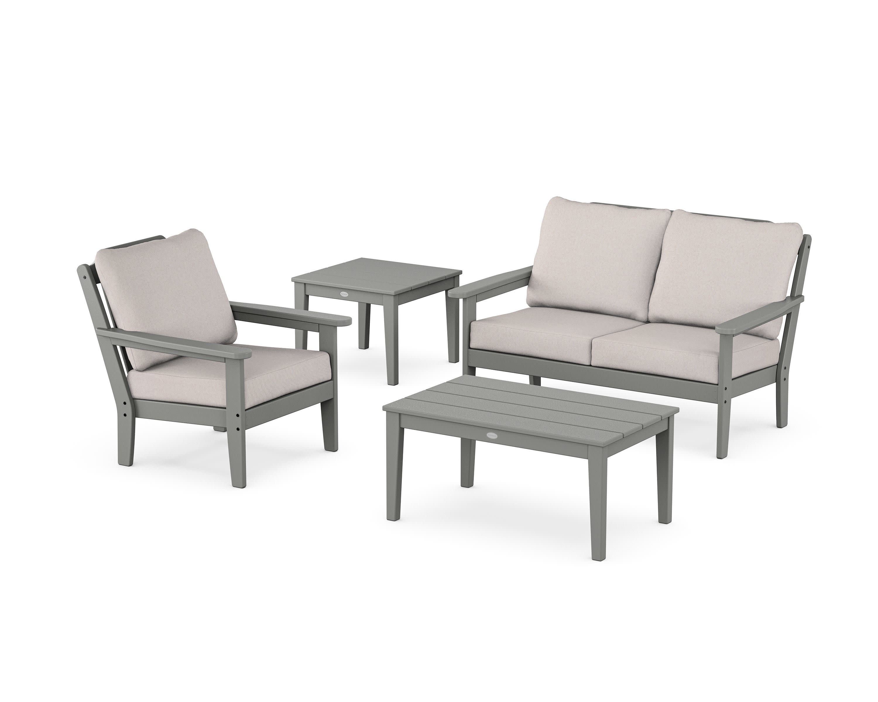 Wovendale 4-Piece Deep Seating Set in Slate Grey / Dune Burlap