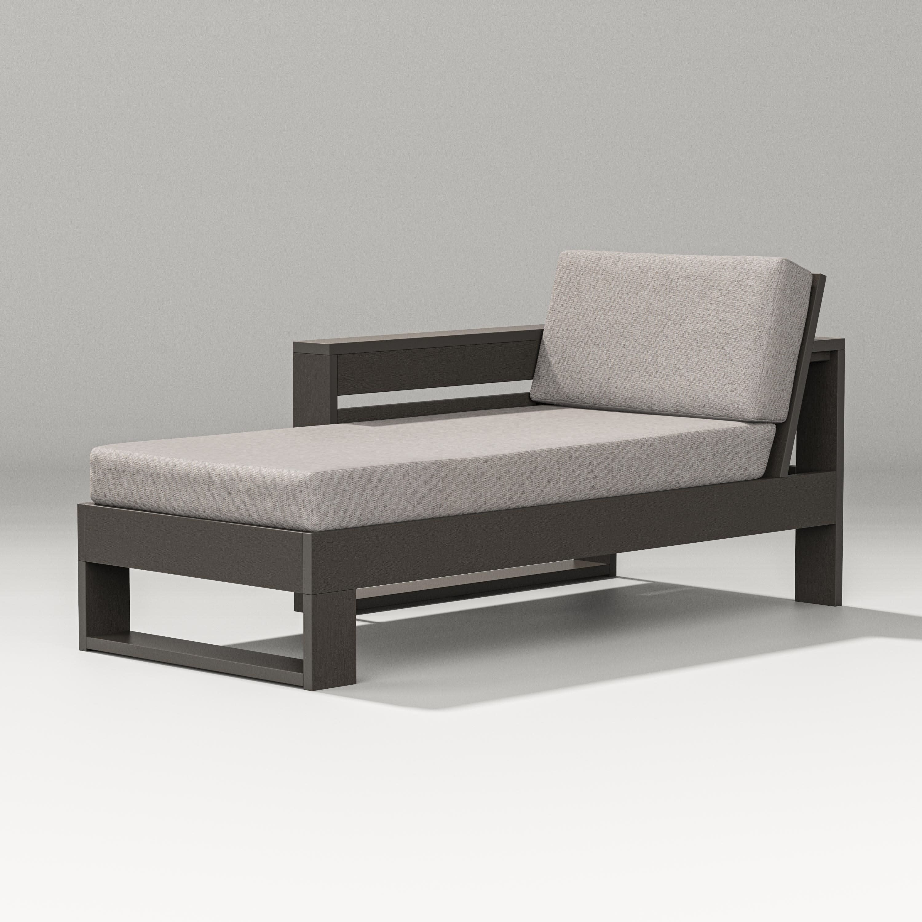 Latitude Modular Left Arm Chaise in Vintage Coffee / Weathered Tweed