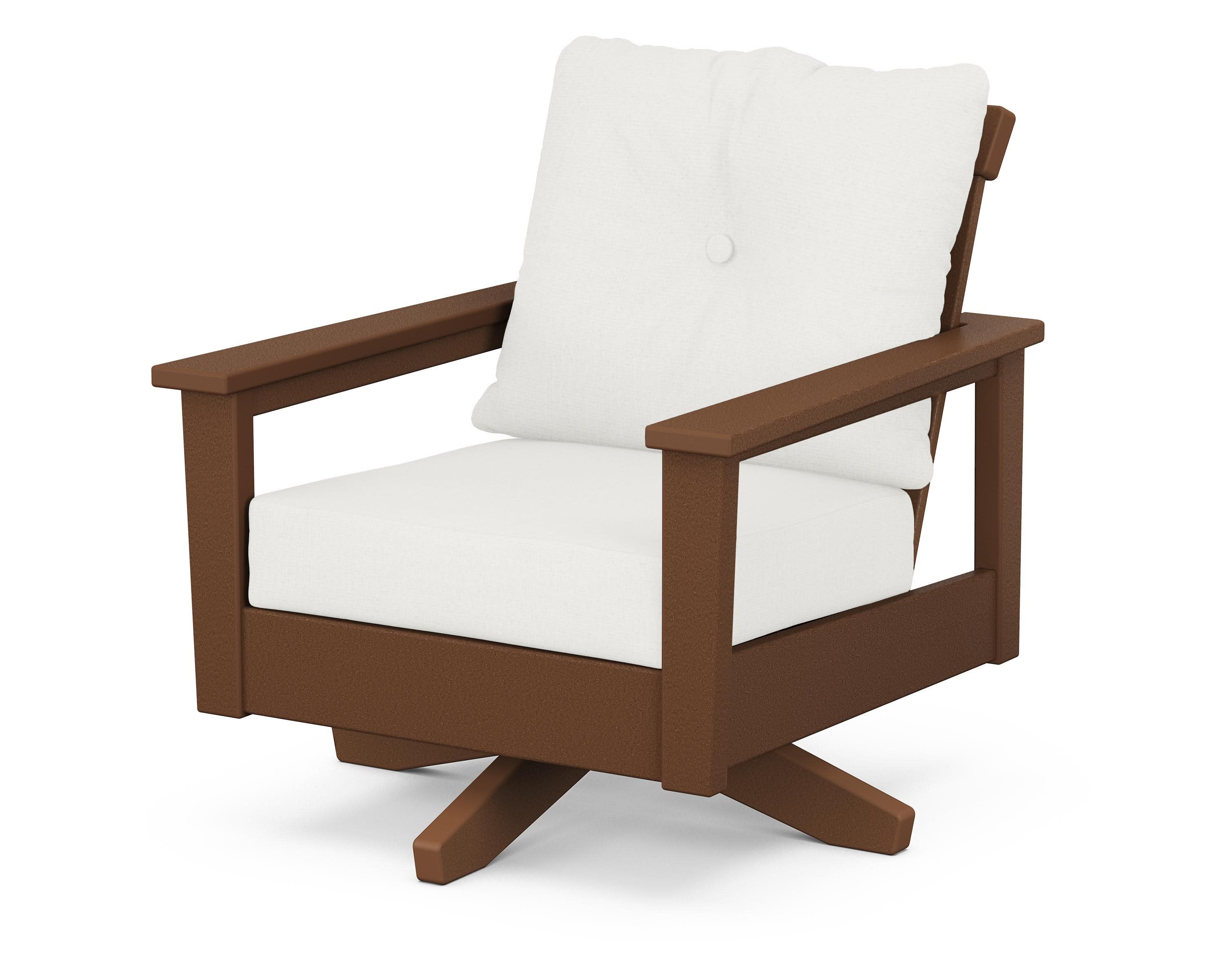 Prescott Deep Seating Swivel Chair in Teak / Natural Linen