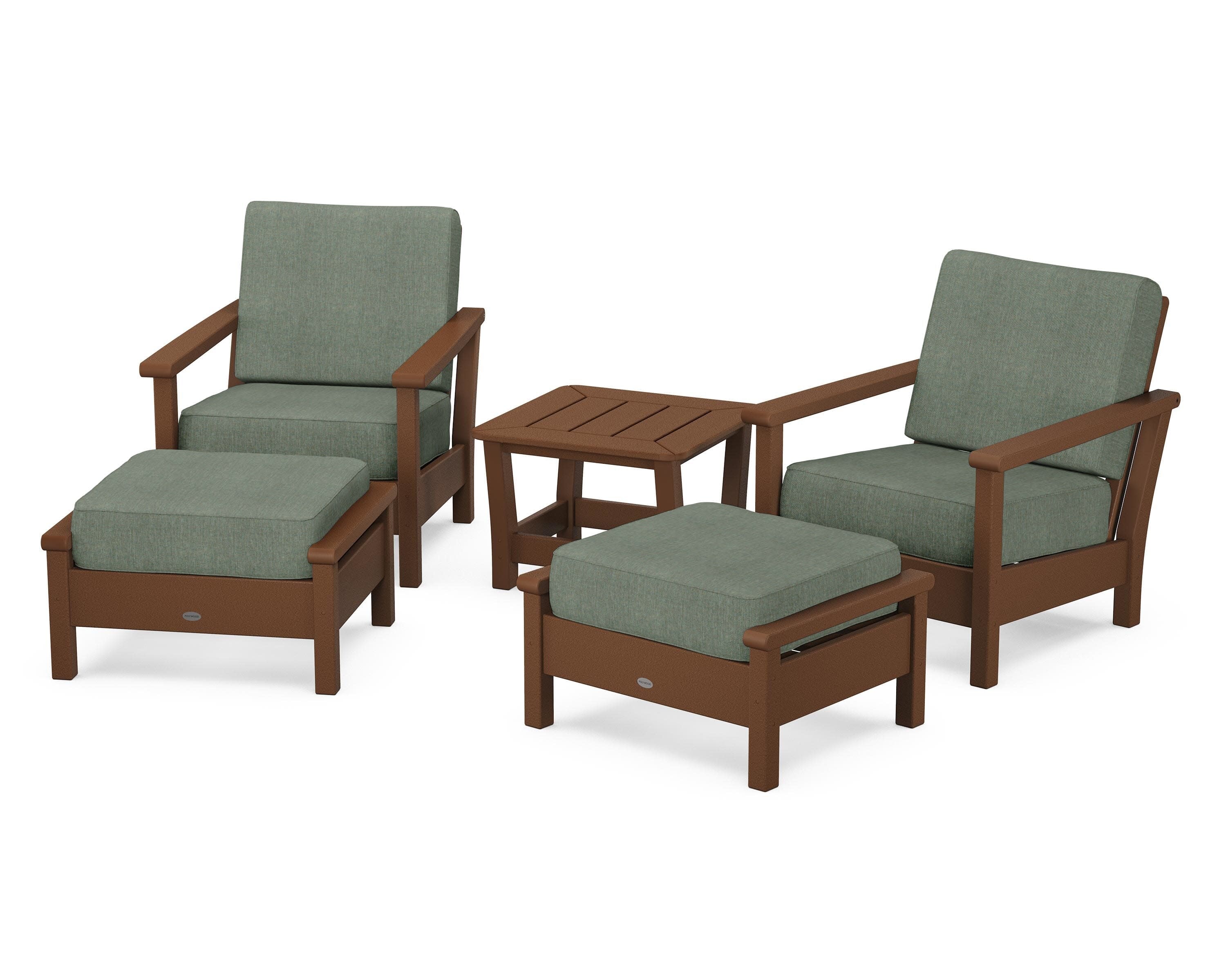 Harbour 5-Piece Deep Seating Chair Set in Teak / Cast Sage