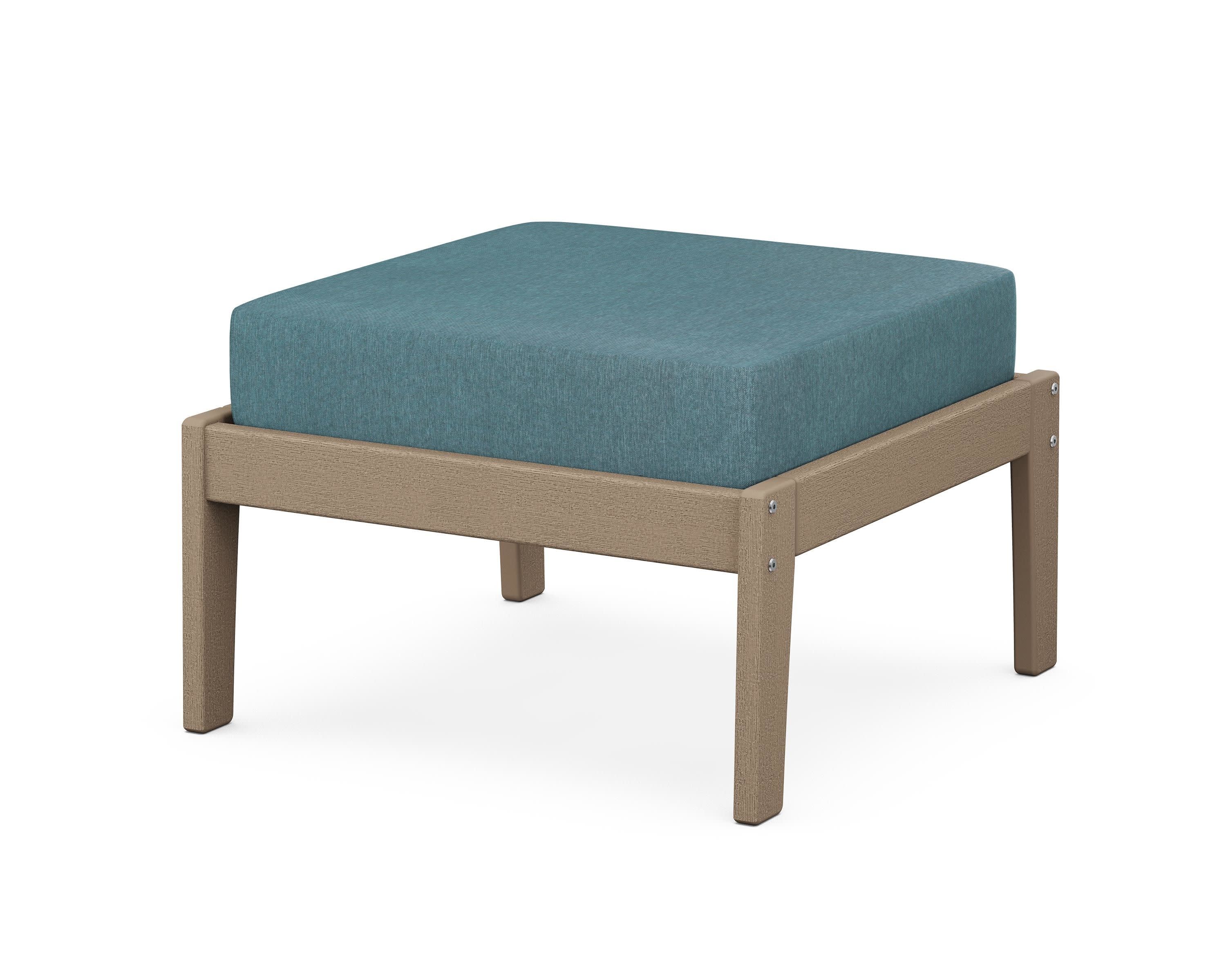 Deep Seating Ottoman in Vintage Sahara / Ocean Teal