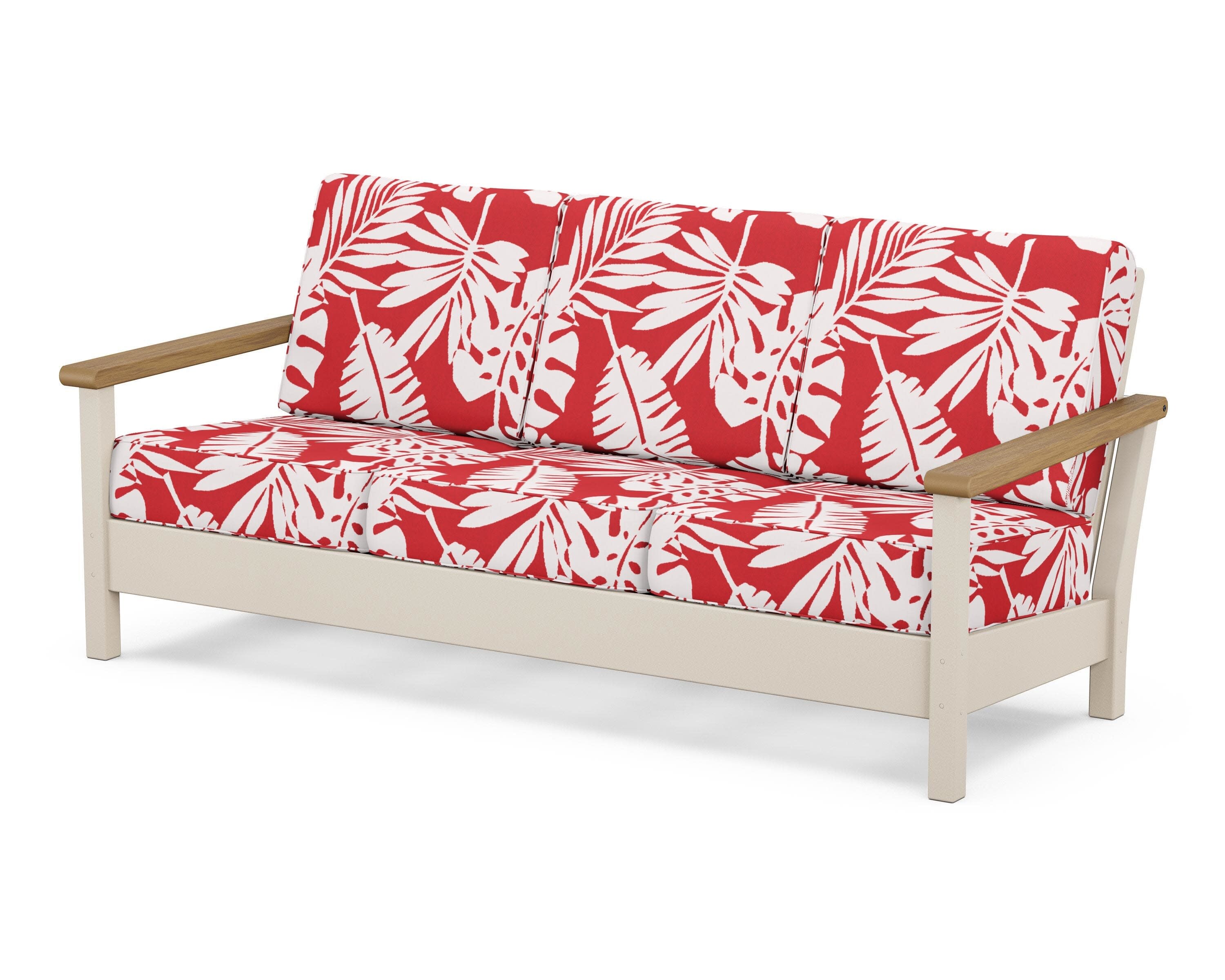 Harbour Deep Seating Sofa in Sand / Natural / Leaf Crimson