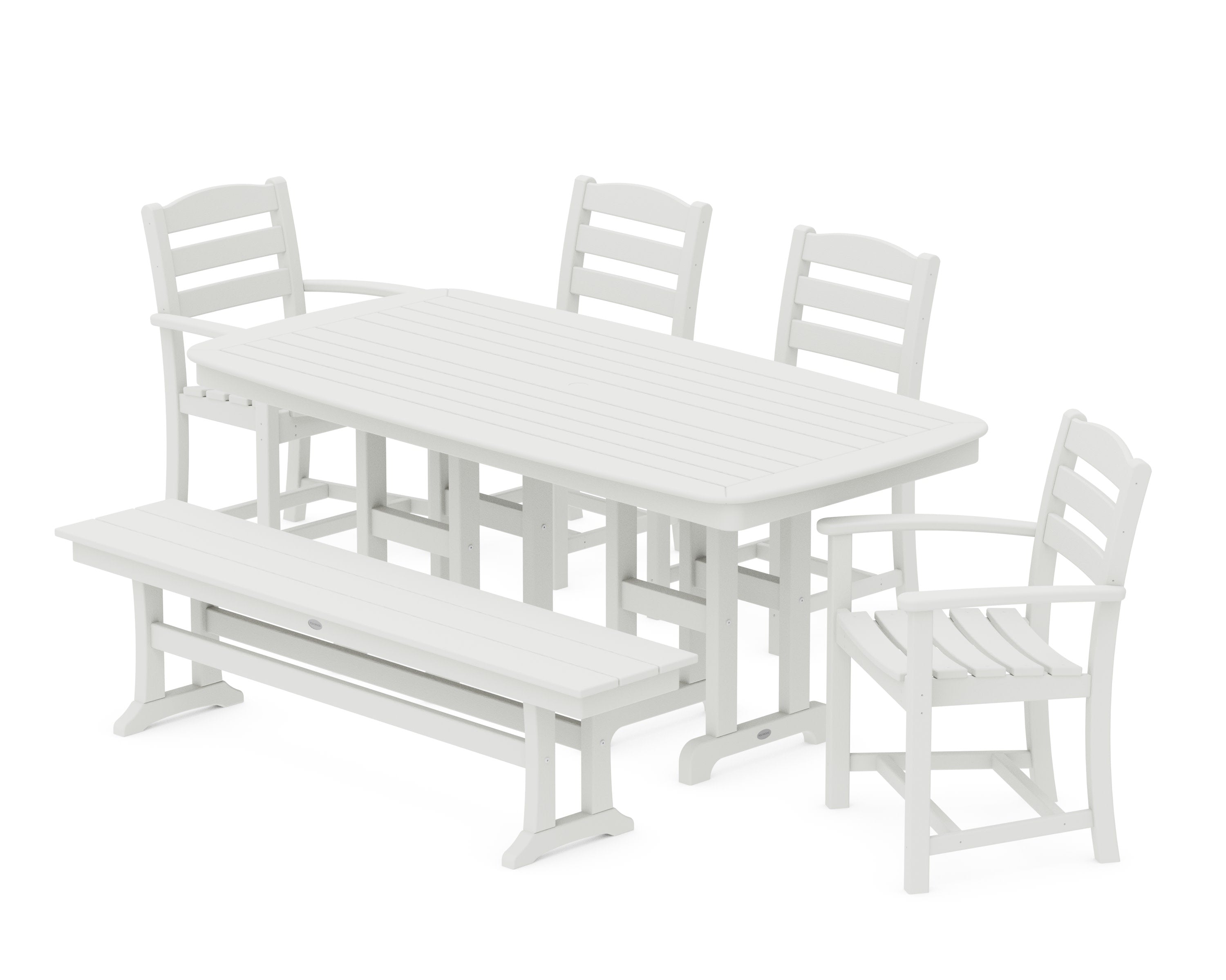 La Casa Caf 6-Piece Dining Set with Bench in Vintage White