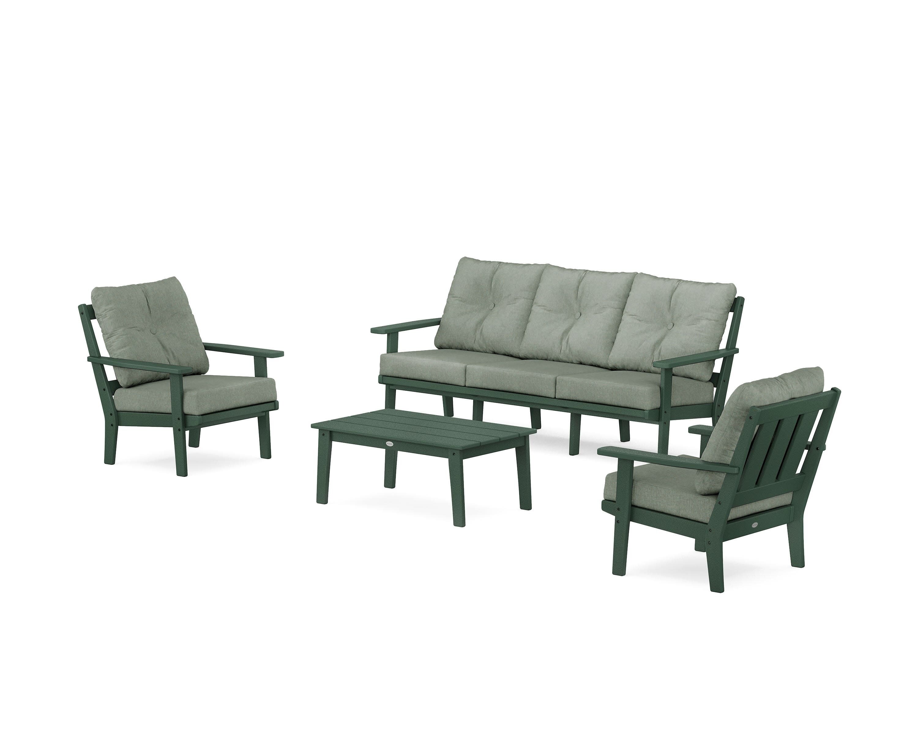 Oxford 4-Piece Deep Seating Set with Sofa in Green / Cast Sage
