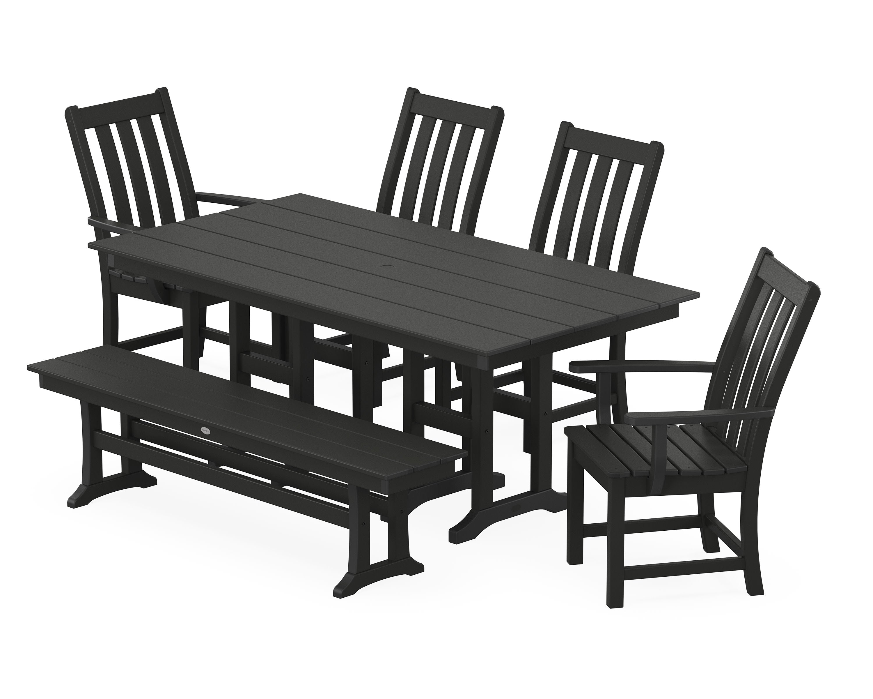 Vineyard 6-Piece Farmhouse Dining Set with Bench in Black