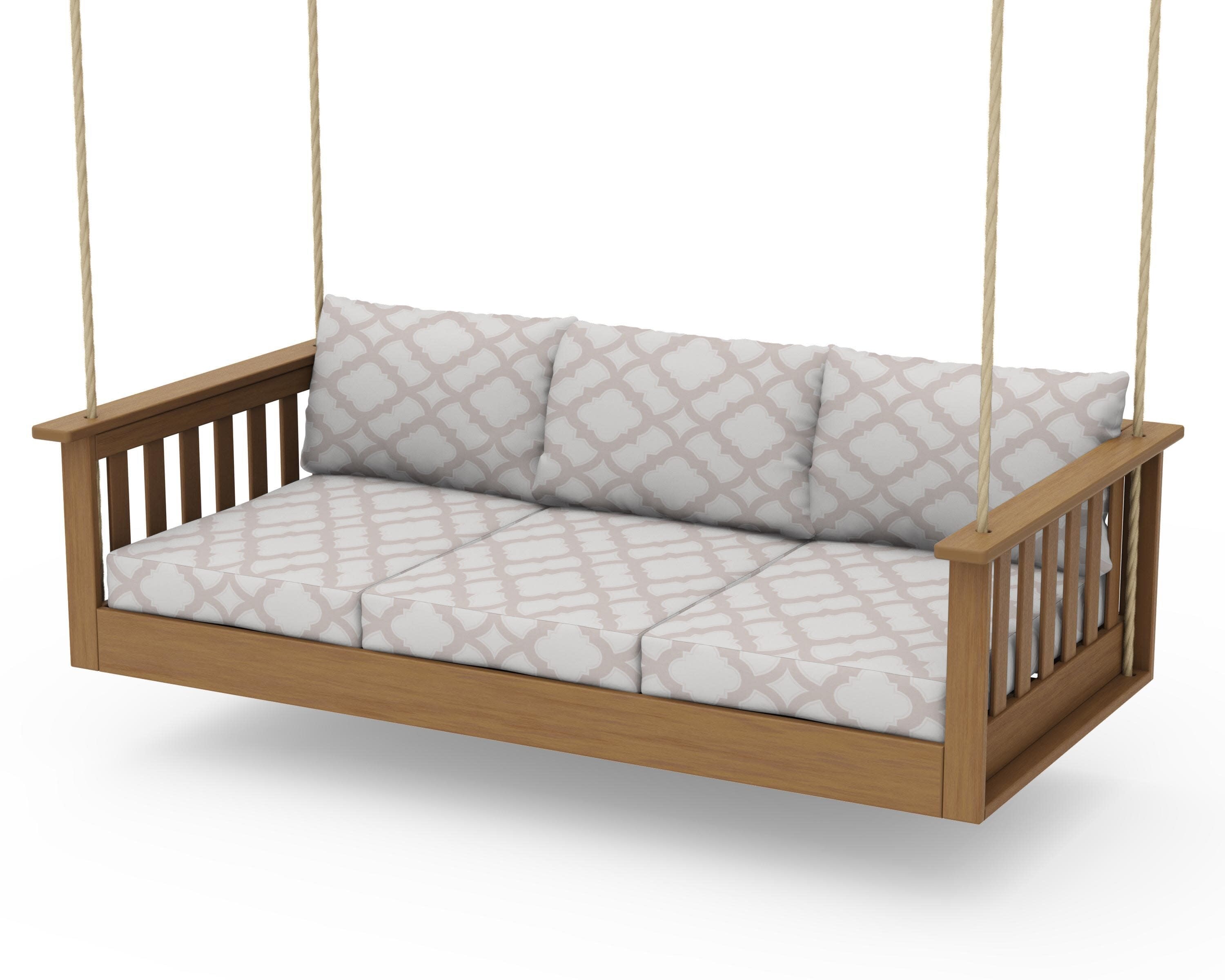 Vineyard Daybed Swing in Natural / Trellis Dune Burlap