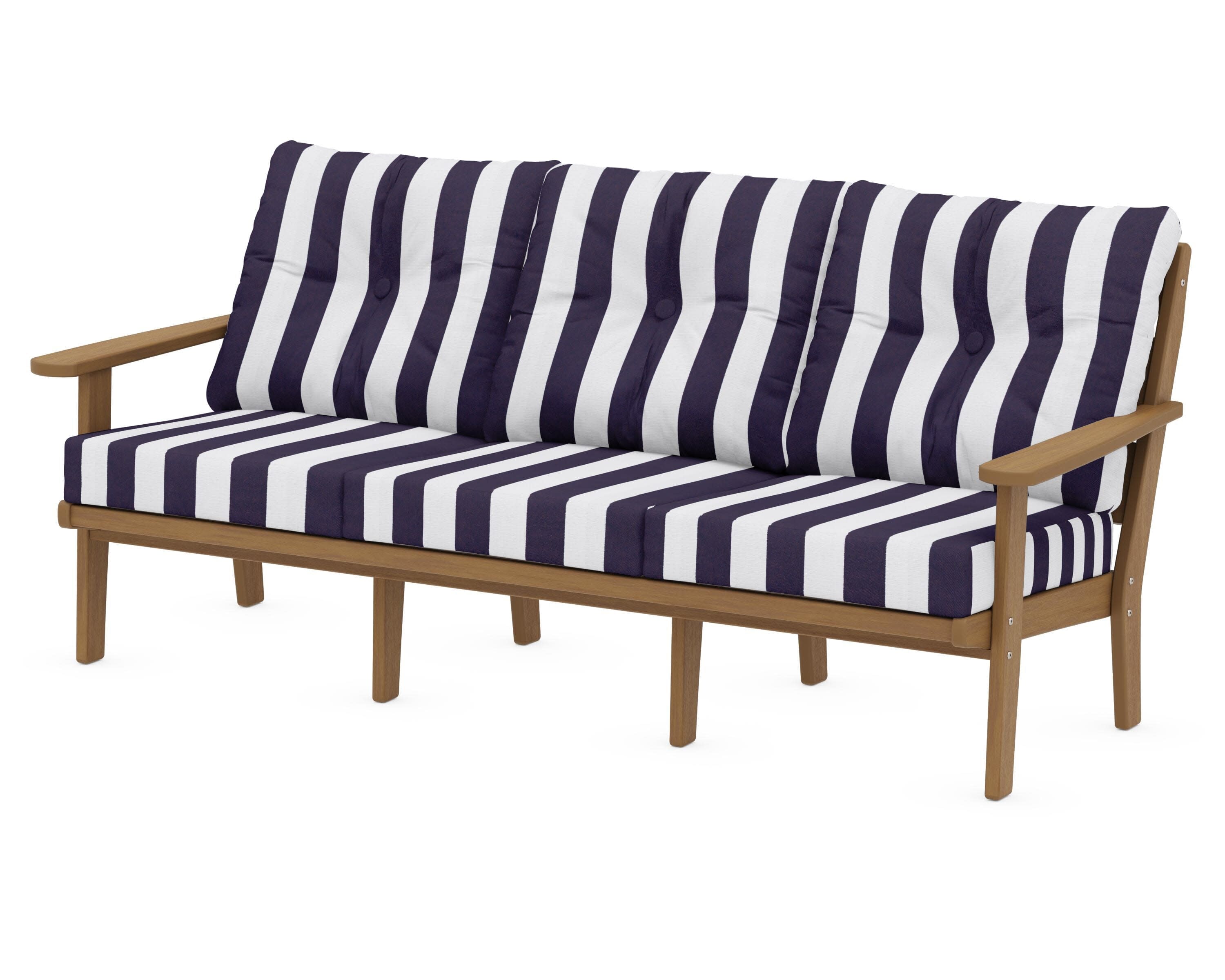 Lakeside Deep Seating Sofa in Natural / Cabana Stripe Navy