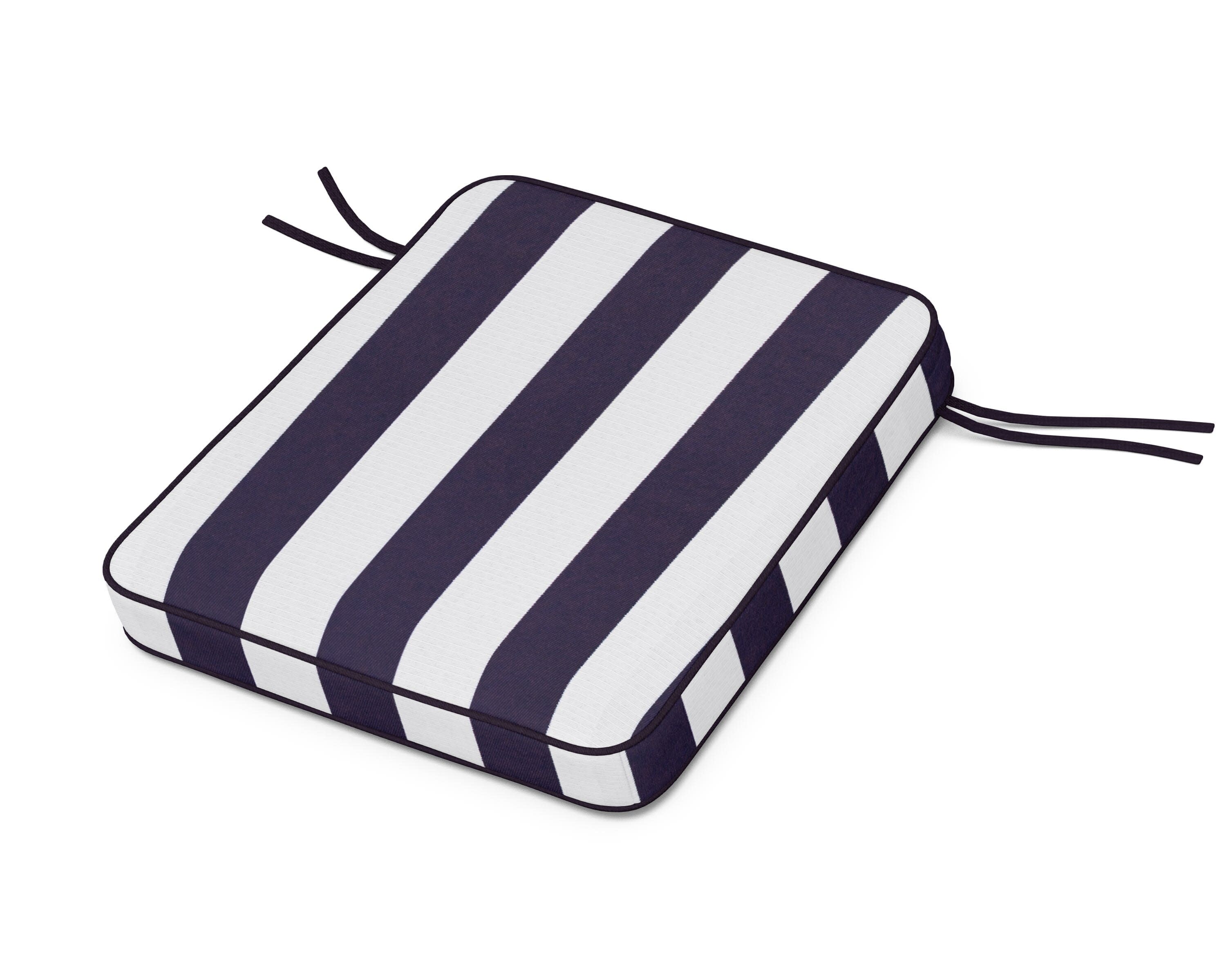 Chinoiserie Rocker Seat Cushion in Cabana Stripe Navy