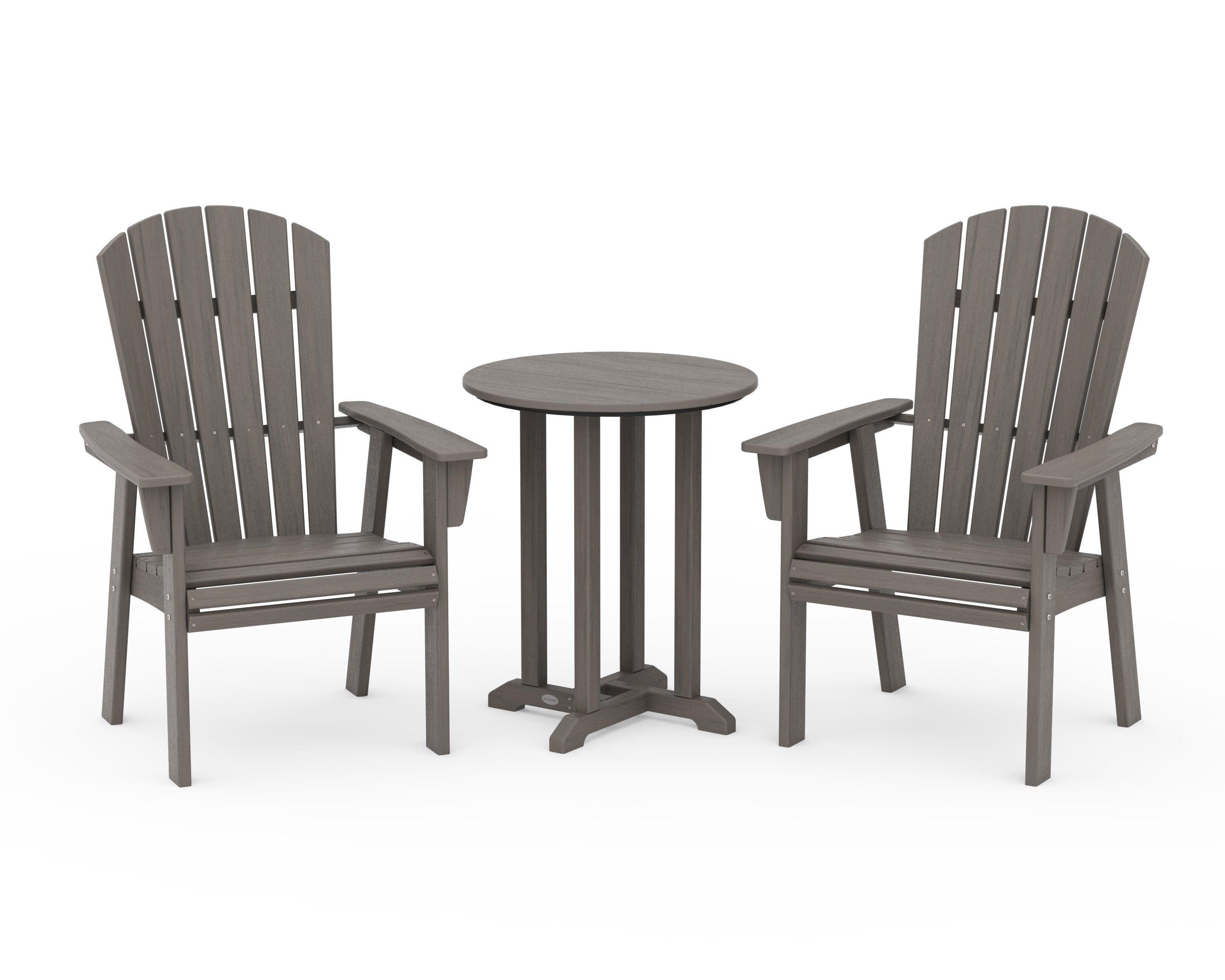 Nautical Adirondack 3-Piece Round Bistro Dining Set in Driftwood