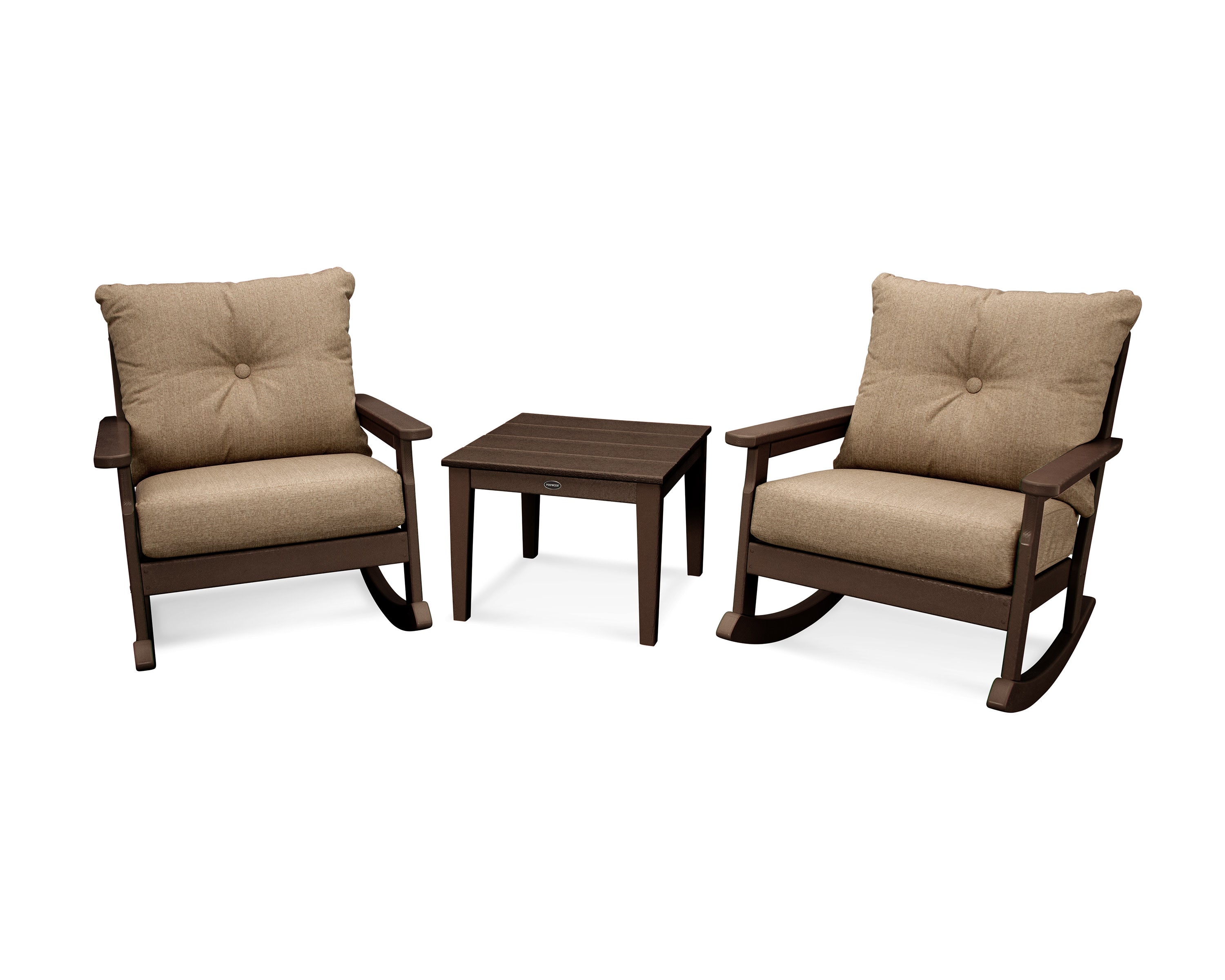 Vineyard 3-Piece Deep Seating Rocker Set in Mahogany / Sesame
