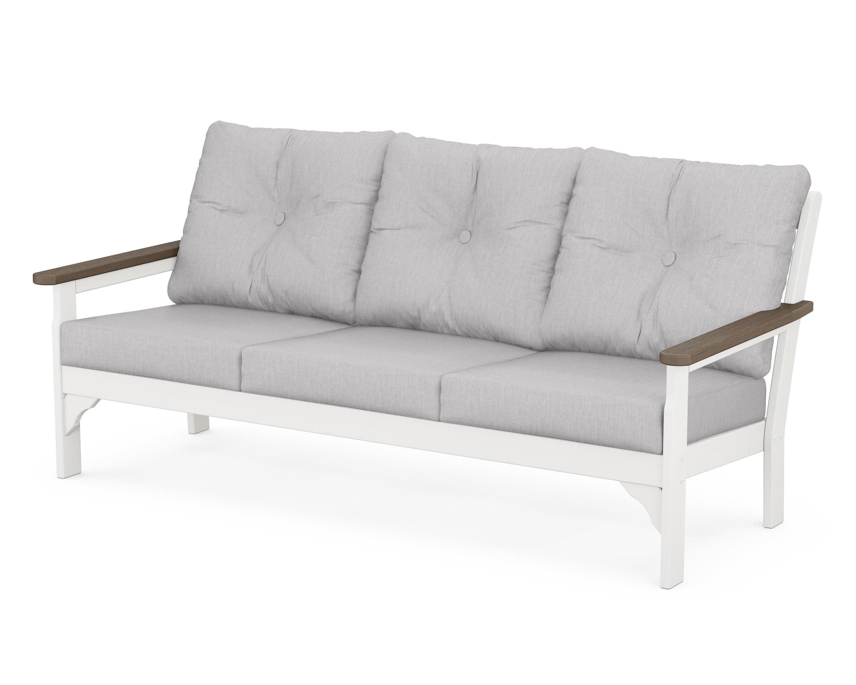 Vineyard Deep Seating Sofa in White / Kona / Granite