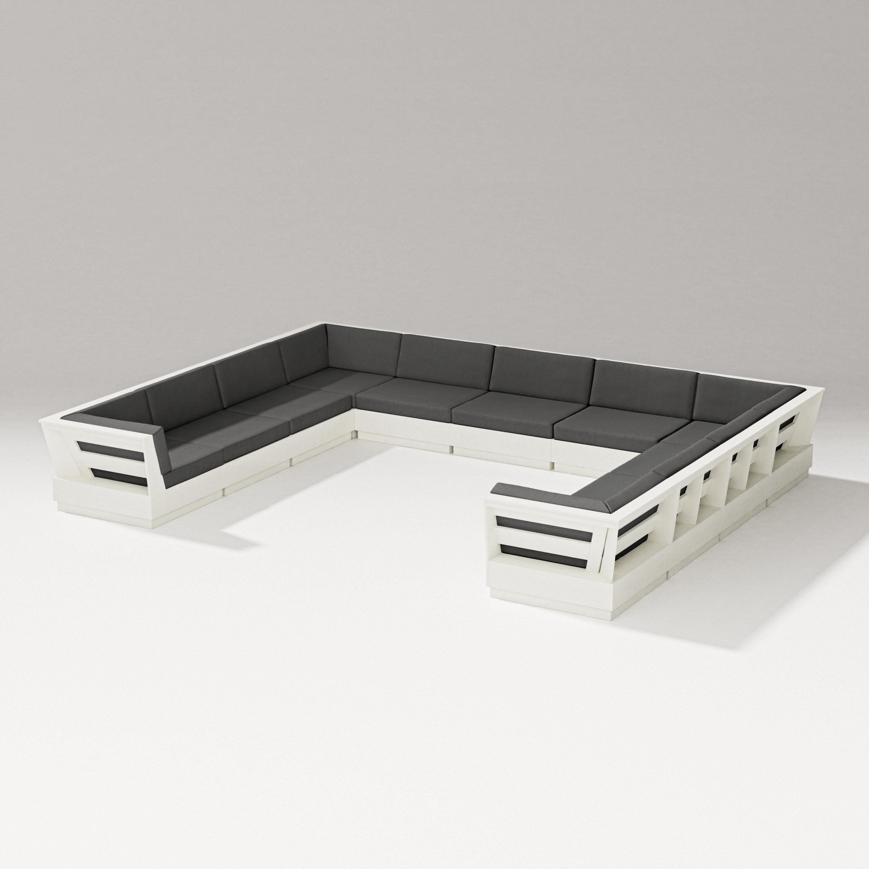 Elevate Large U-Shaped Sectional in Vintage White / Spectrum Carbon
