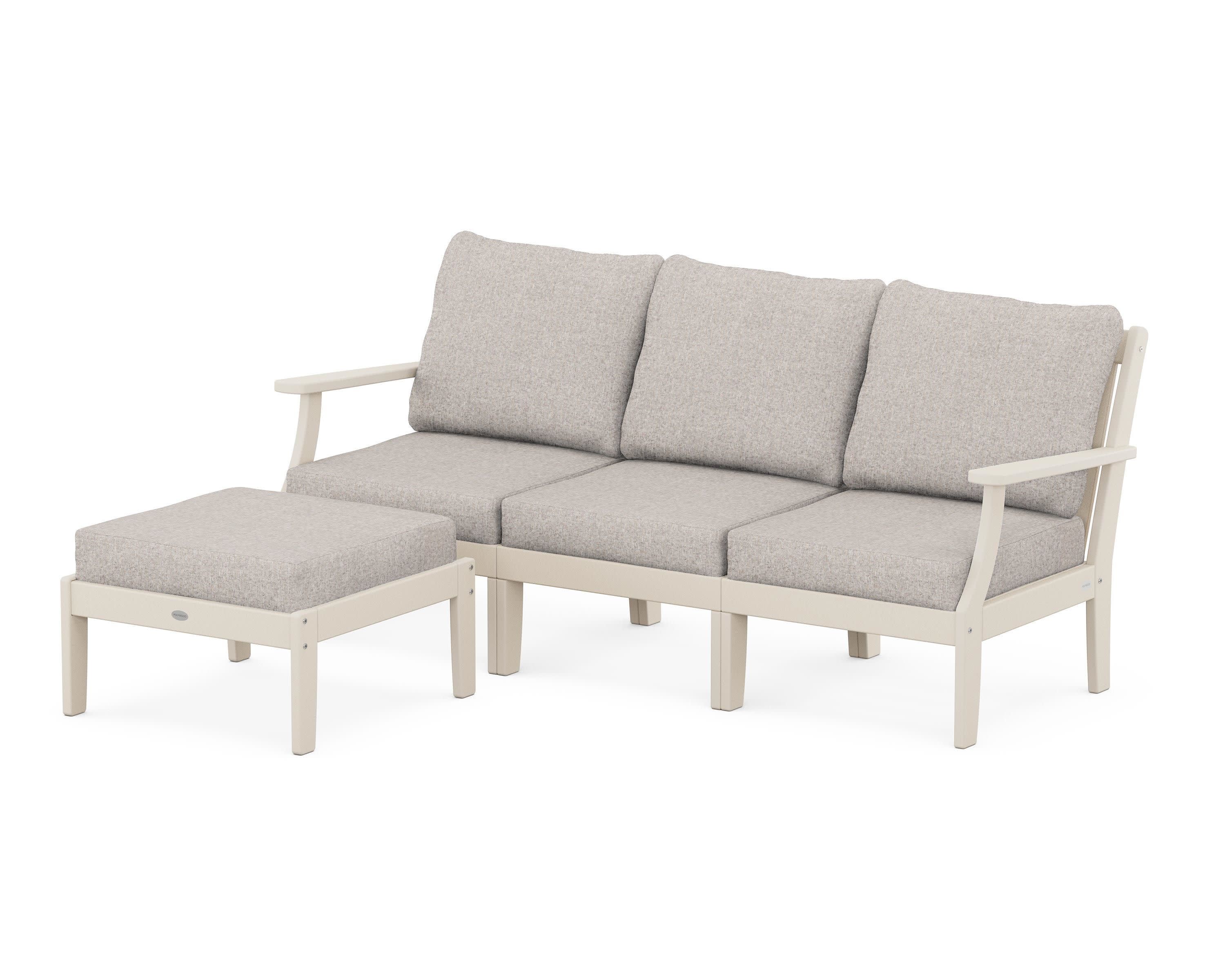 Braxton Modular 4-Piece Deep Seating Set with Ottoman in Sand / Weathered Tweed