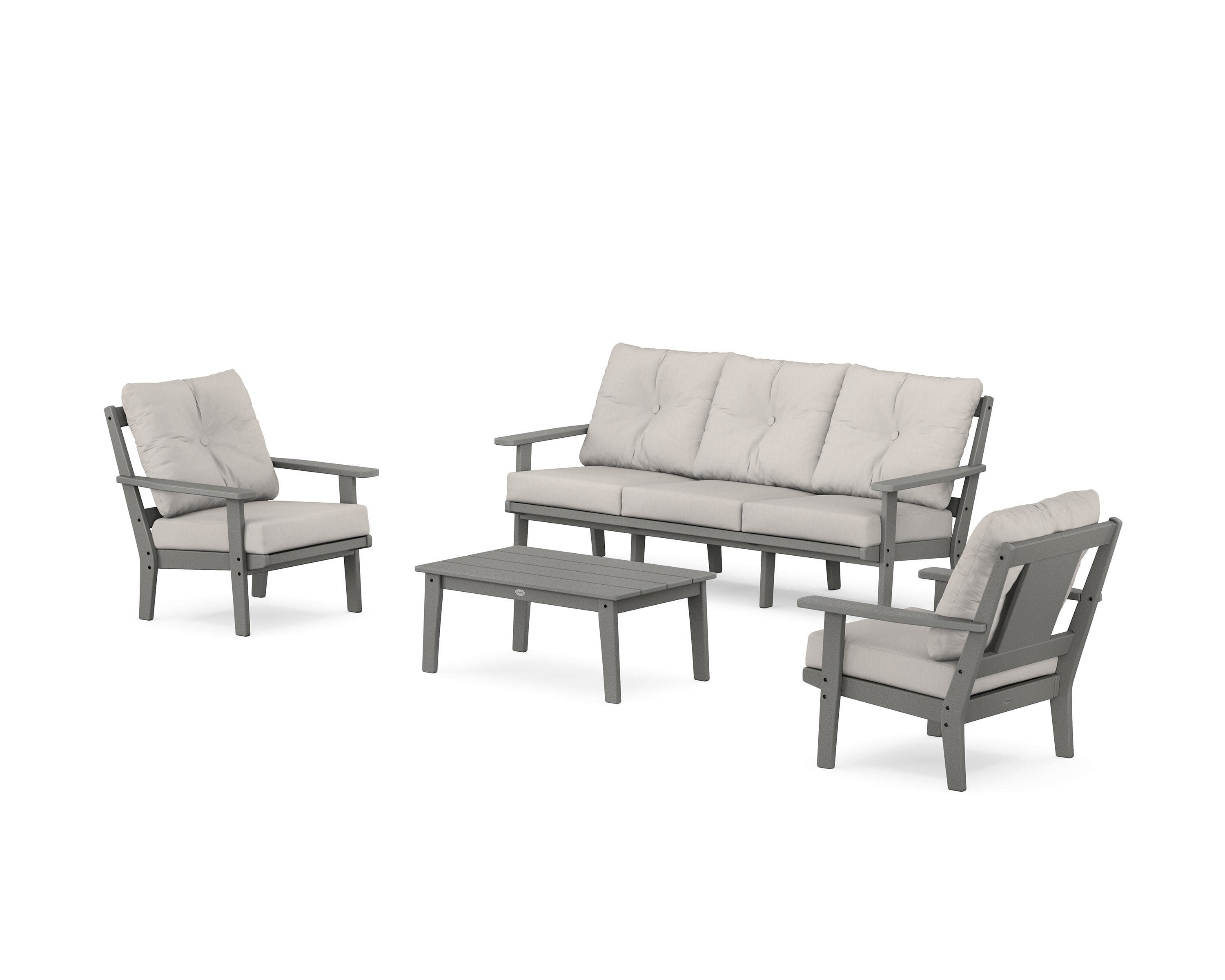 Prairie 4-Piece Deep Seating Set with Sofa in Slate Grey / Cast Ash