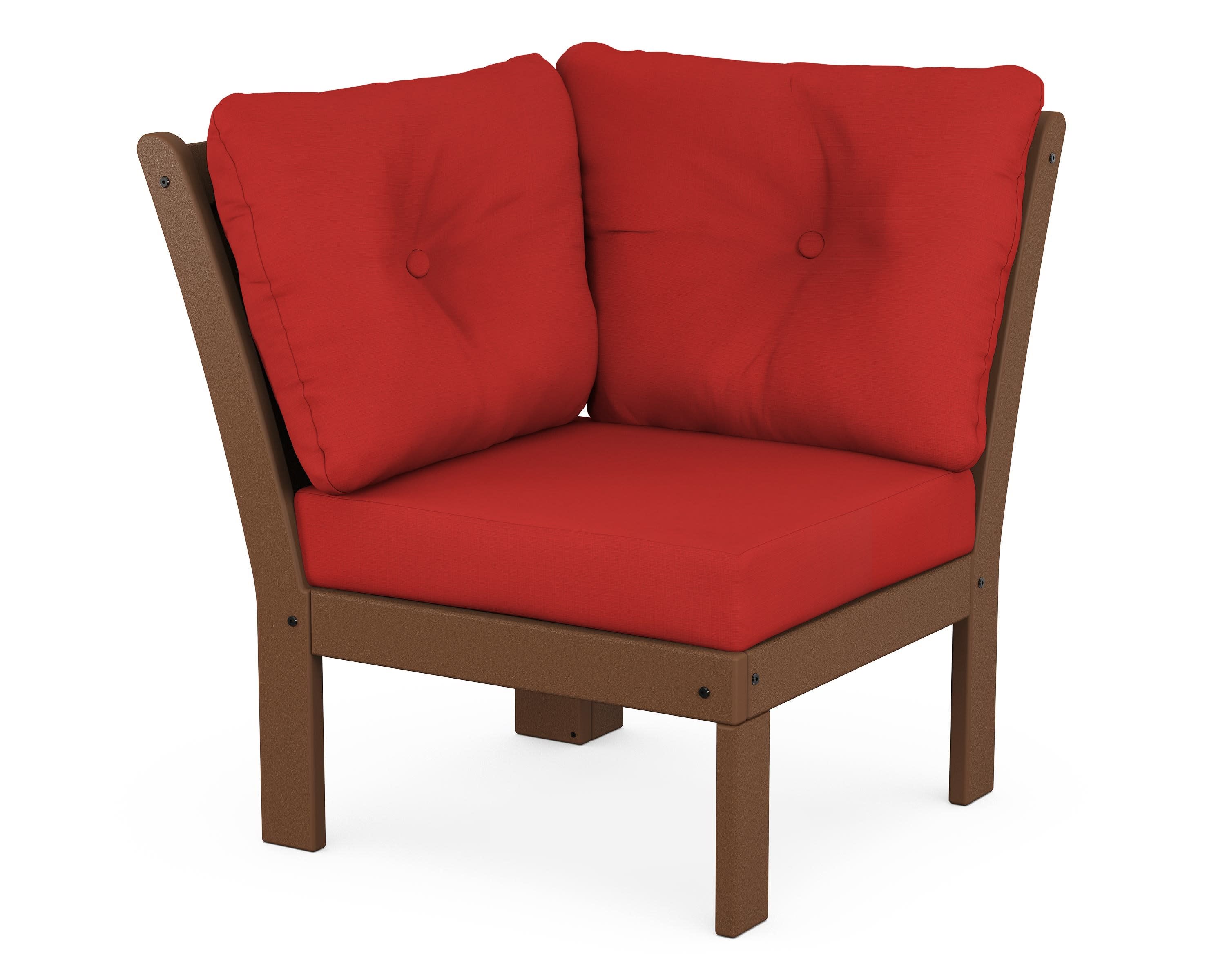 Vineyard Modular Corner Chair in Teak / Crimson Linen