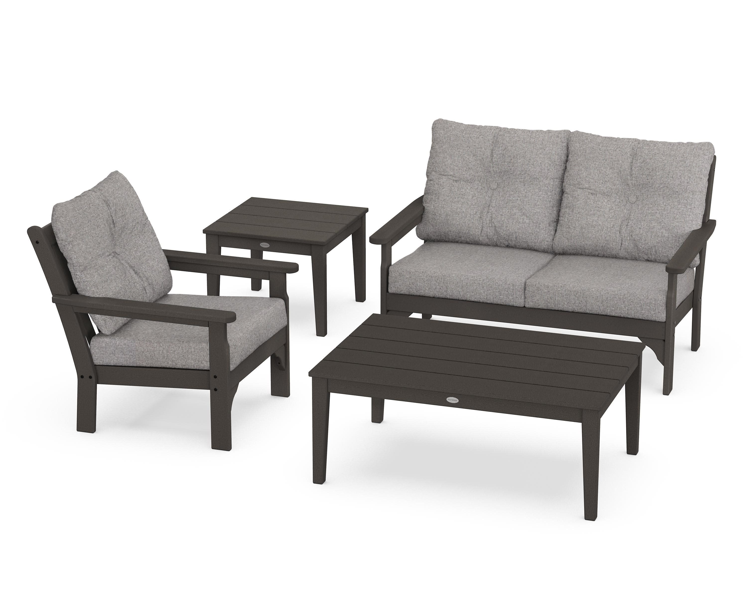 Vineyard 4-Piece Deep Seating Set in Vintage Coffee / Grey Mist