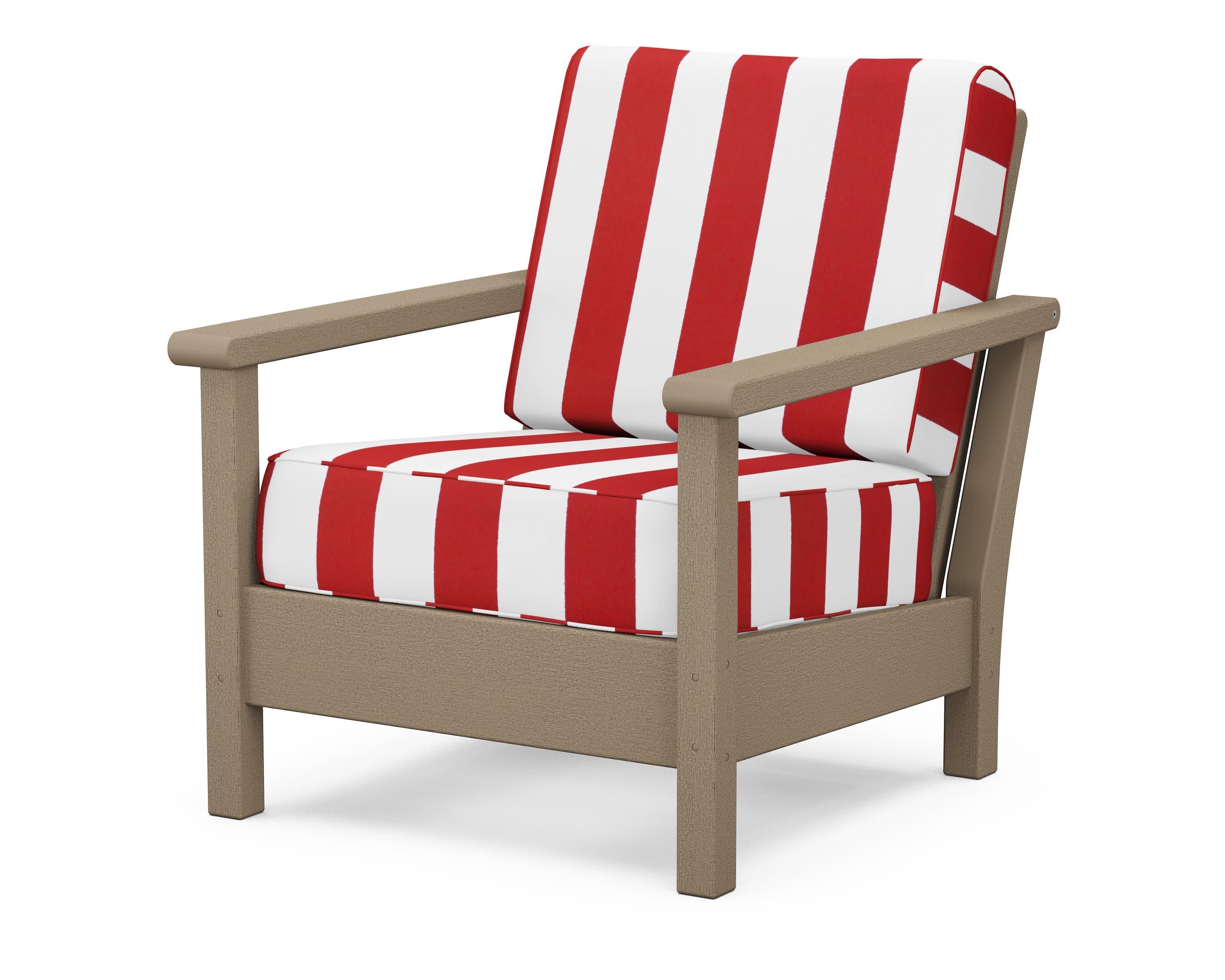 Harbour Deep Seating Chair in Vintage Sahara / Cabana Stripe Crimson