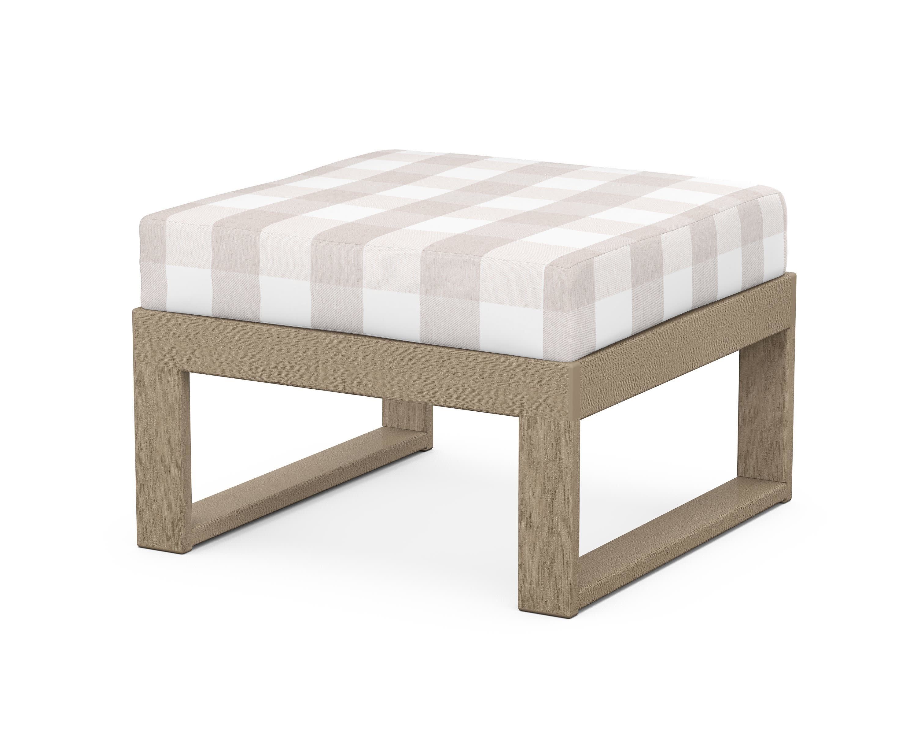 Modular Ottoman - Modern in Vintage Sahara / Buffalo Plaid Dune Burlap