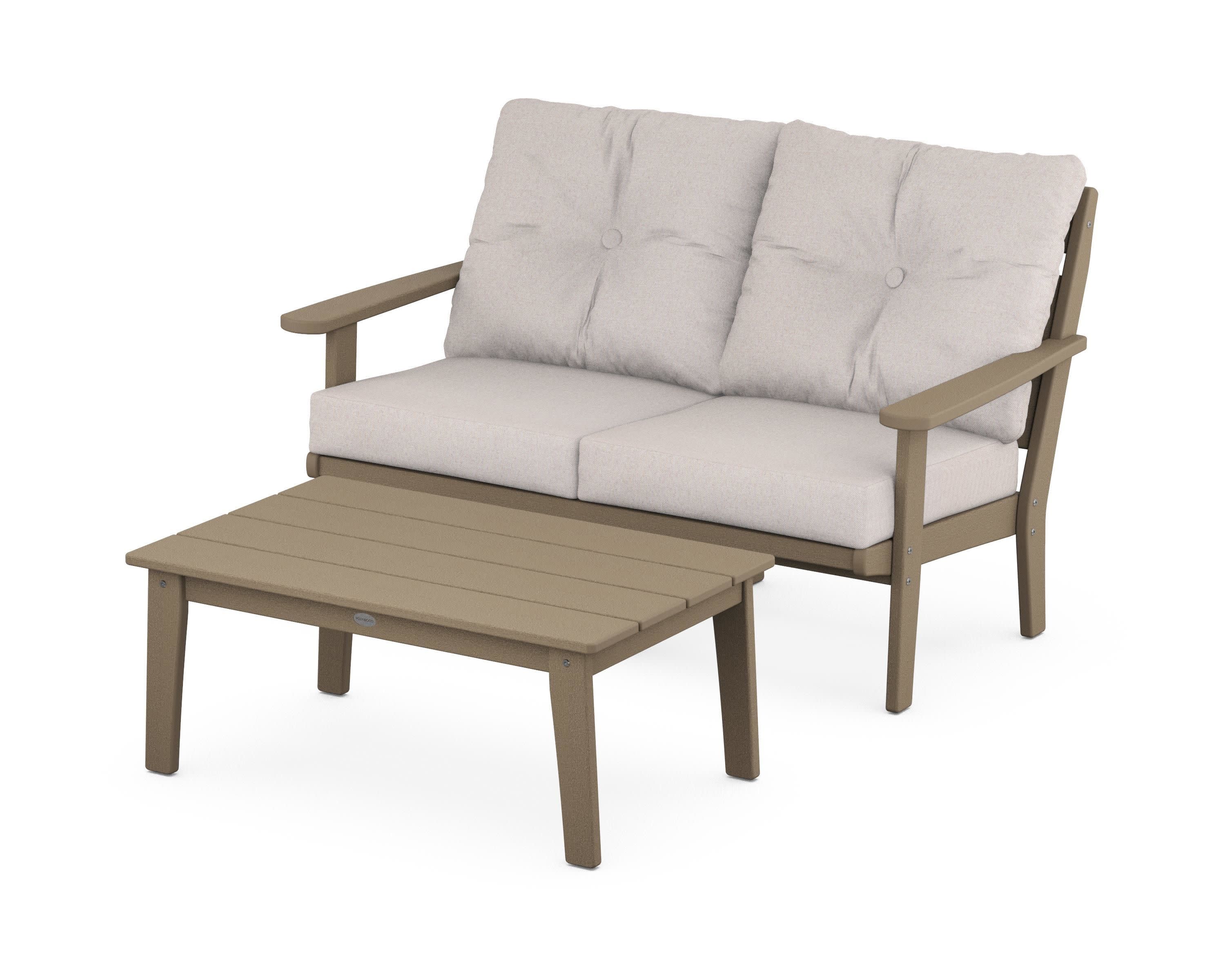Lakeside 2-Piece Lounge Loveseat Set in Vintage Sahara / Dune Burlap