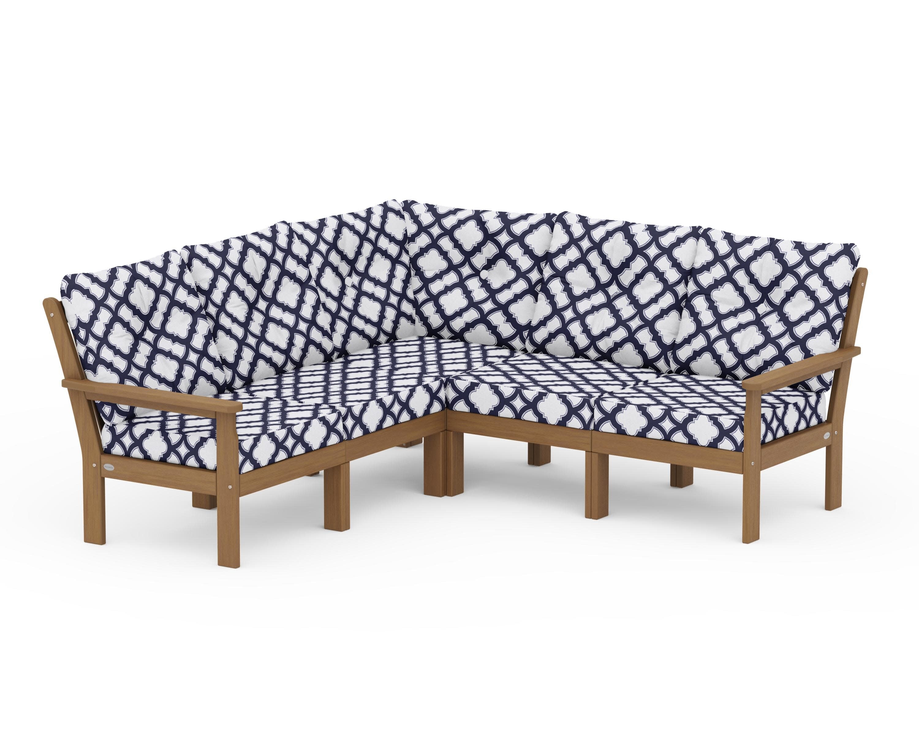 Vineyard 5-Piece Sectional in Natural / Trellis Navy