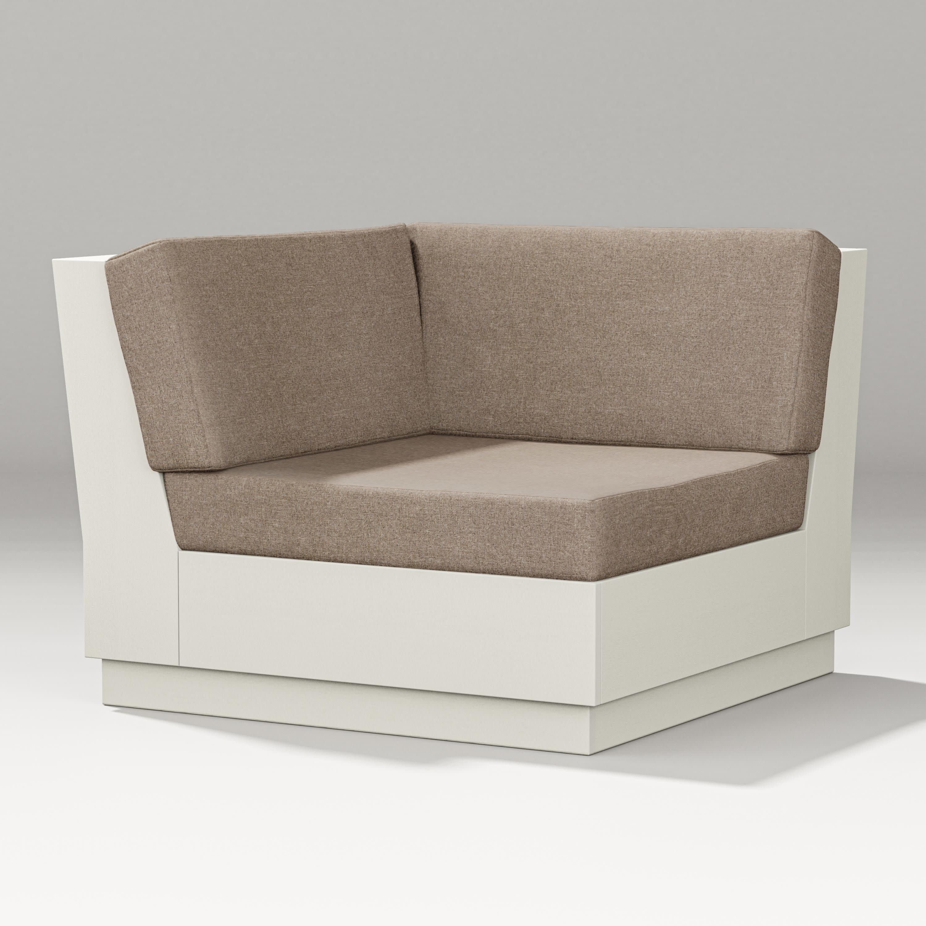 Elevate Modular Corner Chair in Vintage White / Spiced Burlap