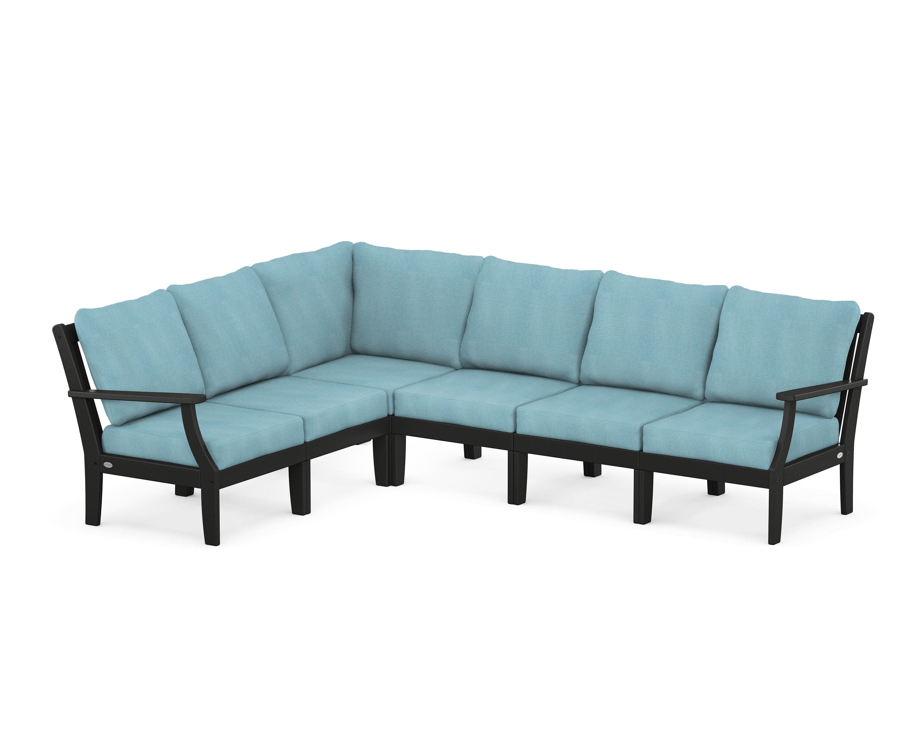 Braxton Modular 6-Piece Deep Seating Set in Black / Lattice Sky Blue