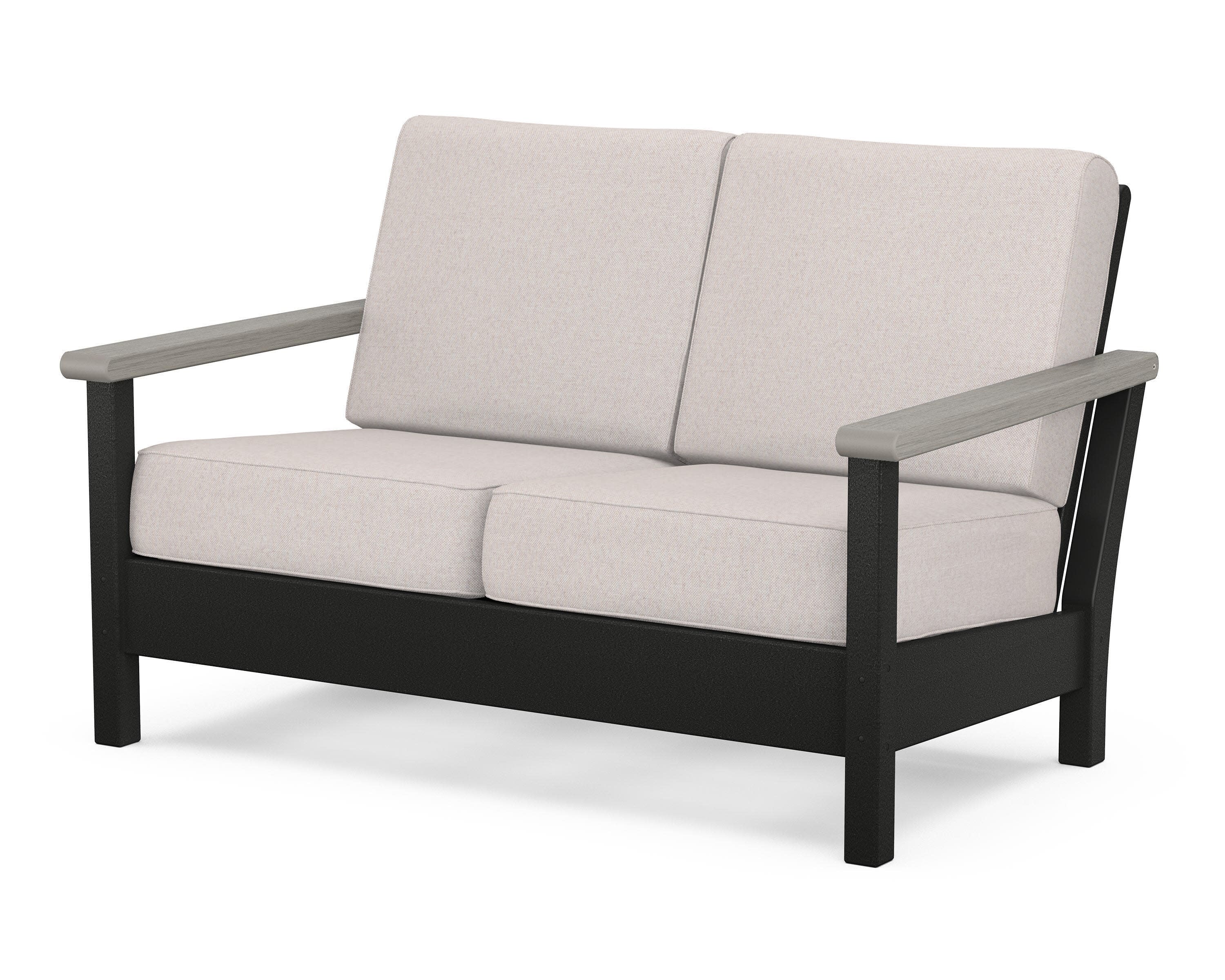 Harbour Deep Seating Loveseat in Black / Driftwood / Dune Burlap