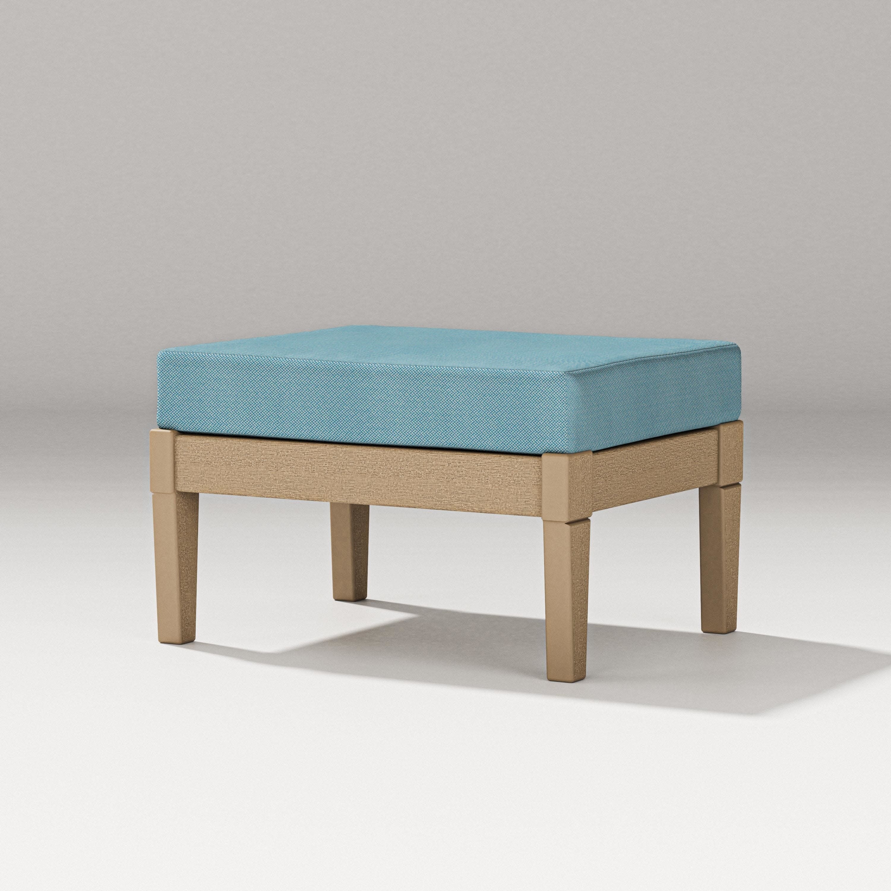 Estate Lounge Ottoman in Vintage Sahara / Lattice Sky Blue