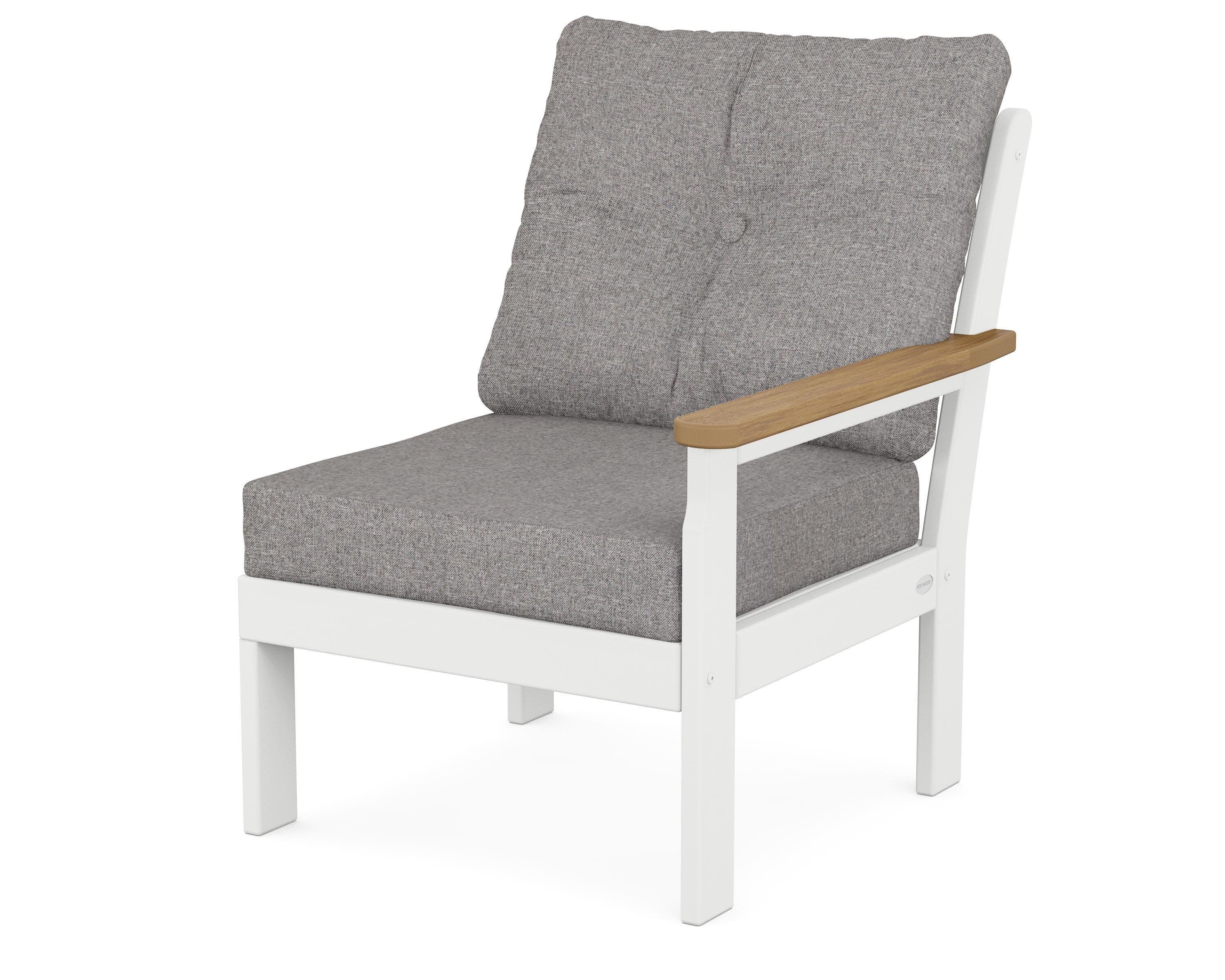 Vineyard Modular Right Arm Chair in White / Natural / Grey Mist