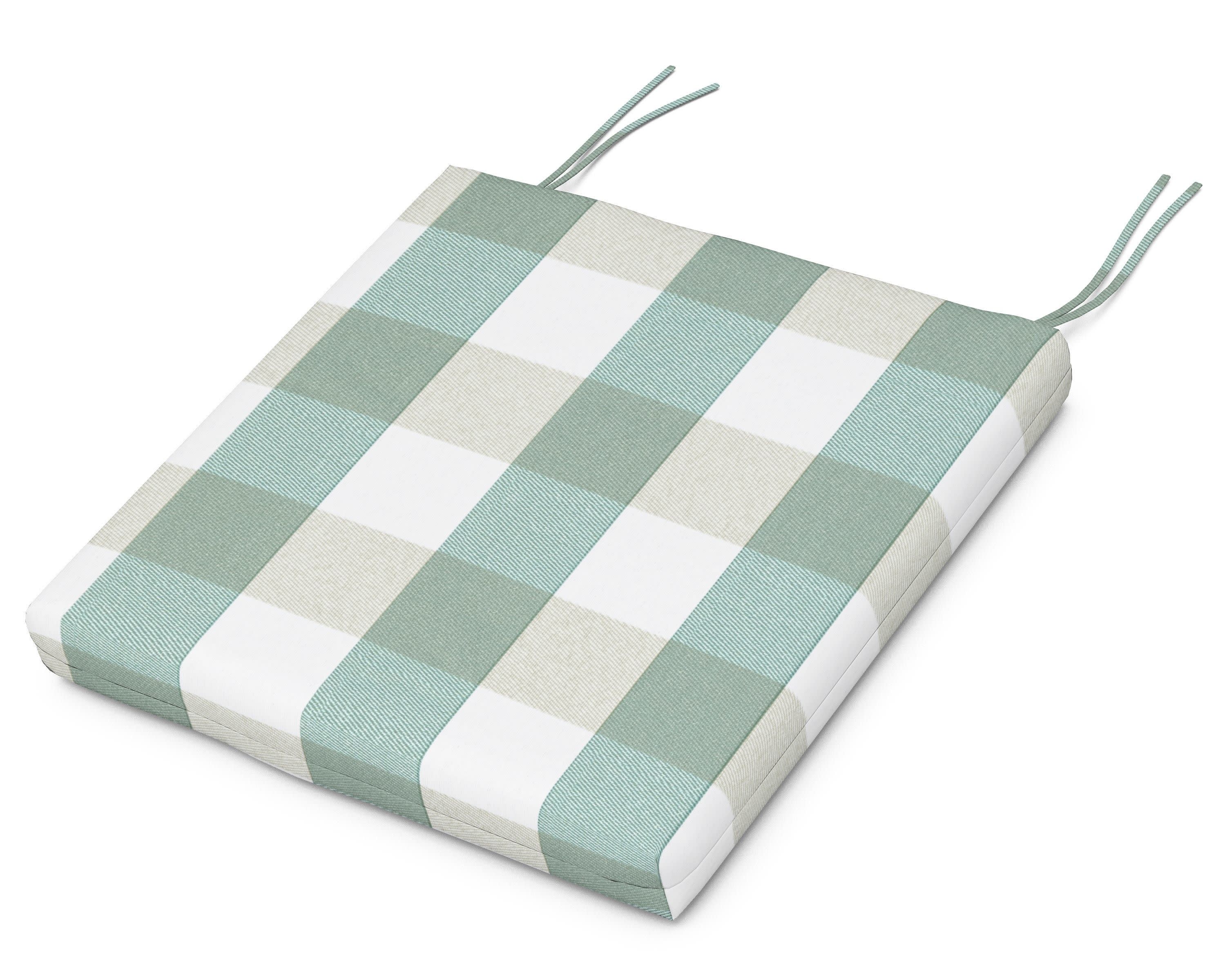 Seat Cushion - 17"D x 18.25"W x 2.5"H in Buffalo Plaid Glacier Spa