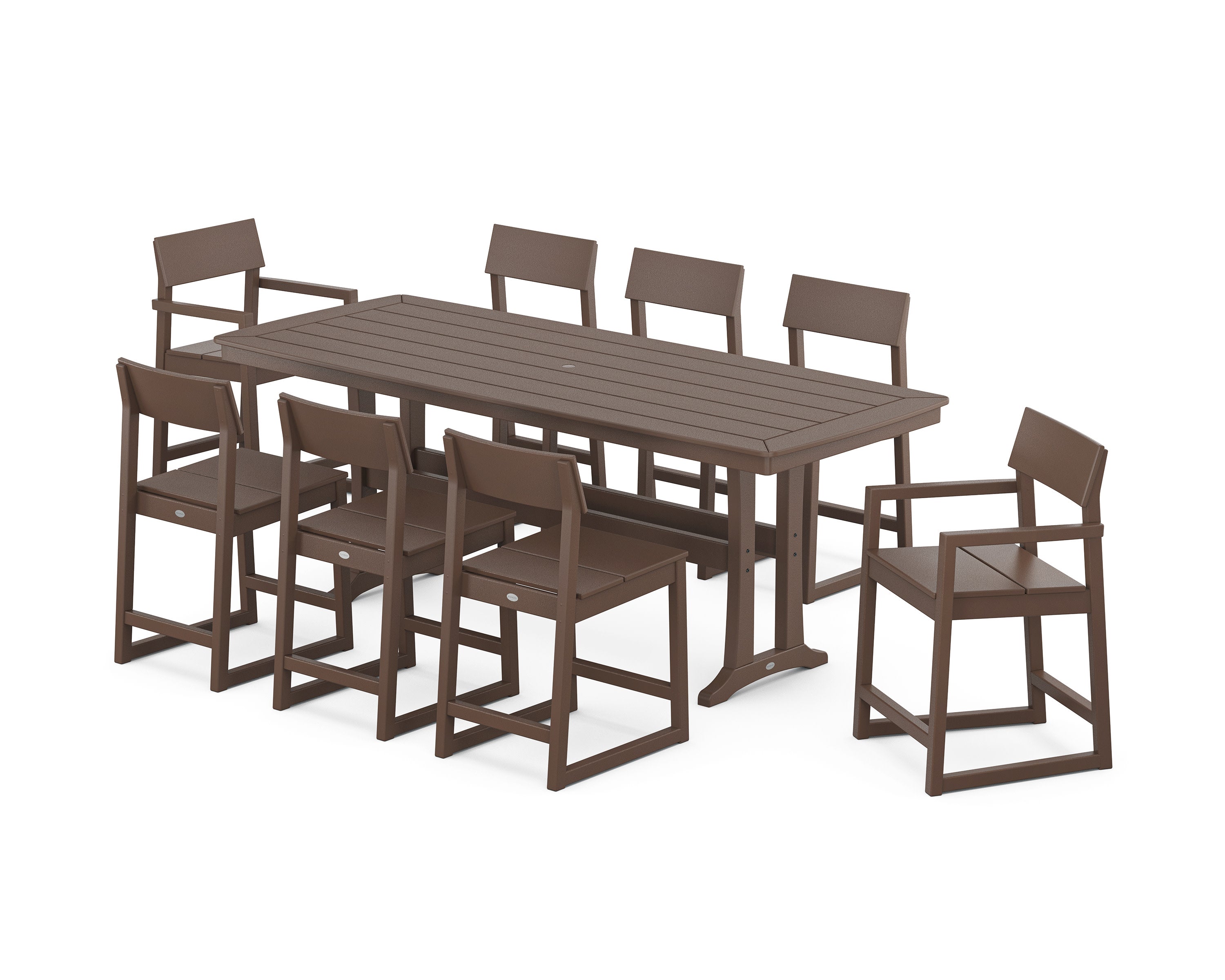 EDGE 9-Piece Counter Set with Trestle Legs in Mahogany