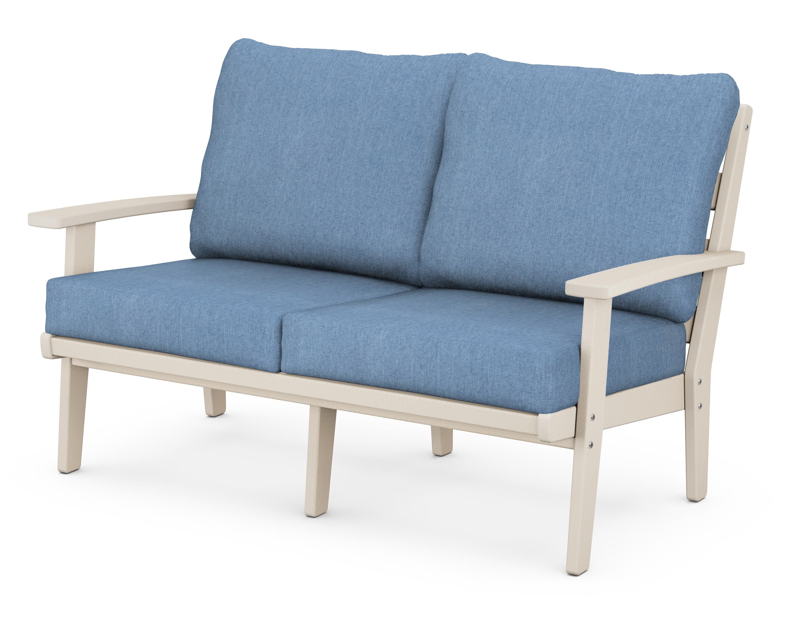 Grant Park Deep Seating Loveseat in Sand / Sky Blue